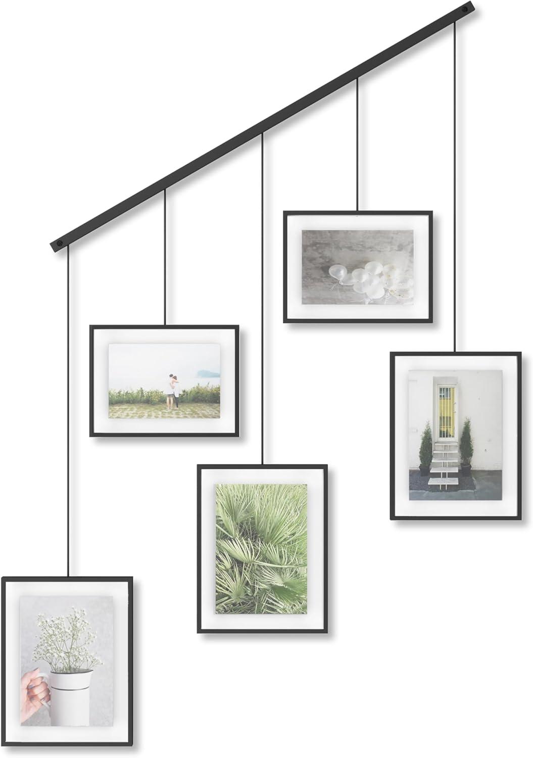 Exhibit Ledge Black Metal 5-Picture Frame Set for Modern Wall Display