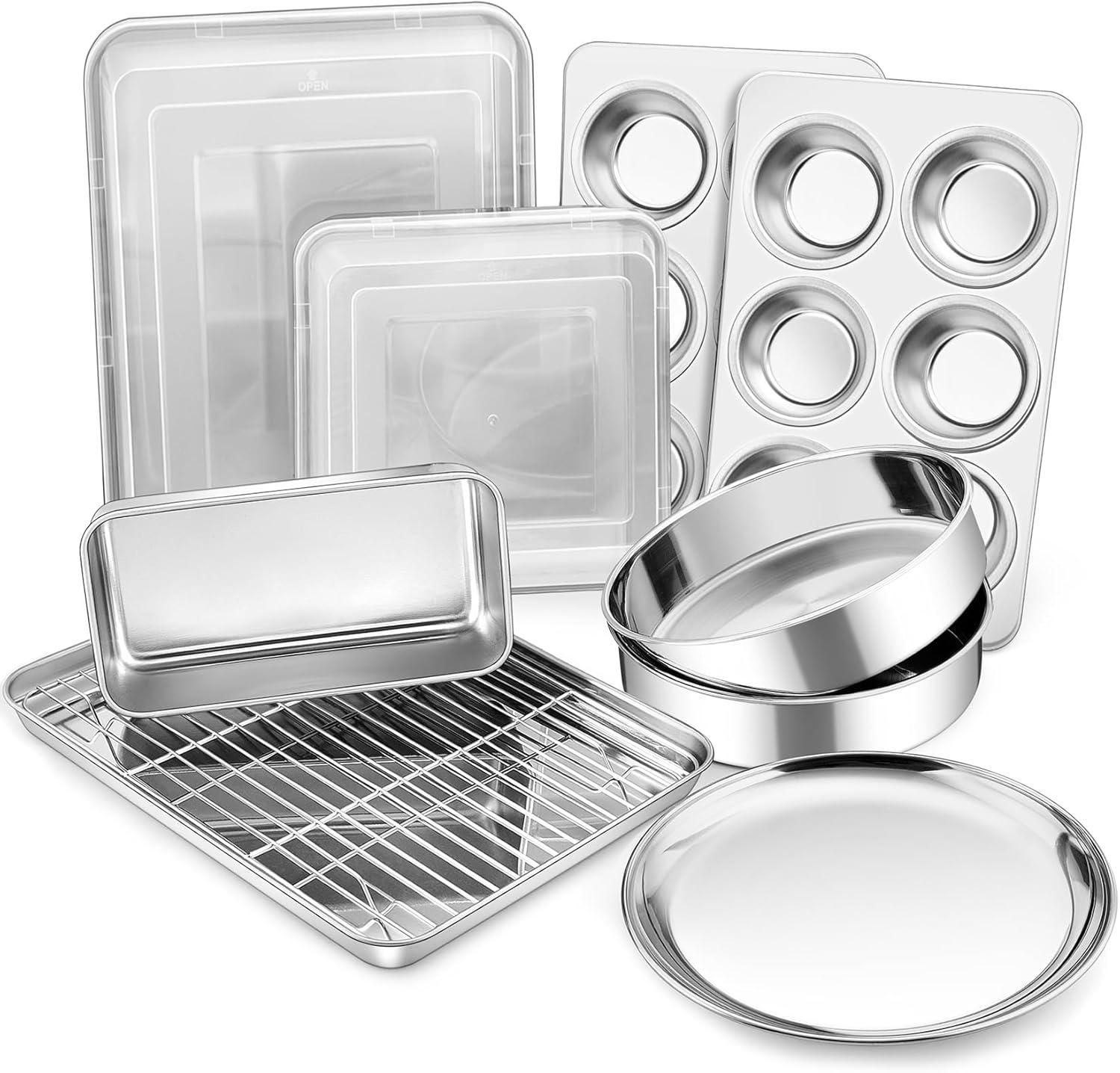 BOPWAY 12-Piece Stainless Steel Baking Pan Set