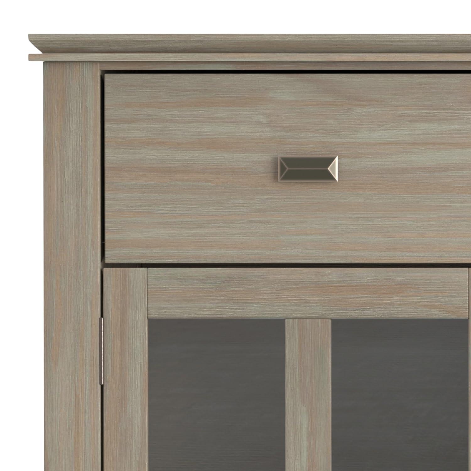 Simpli Home Artisan Solid Wood Sideboard Buffet In Distressed Grey