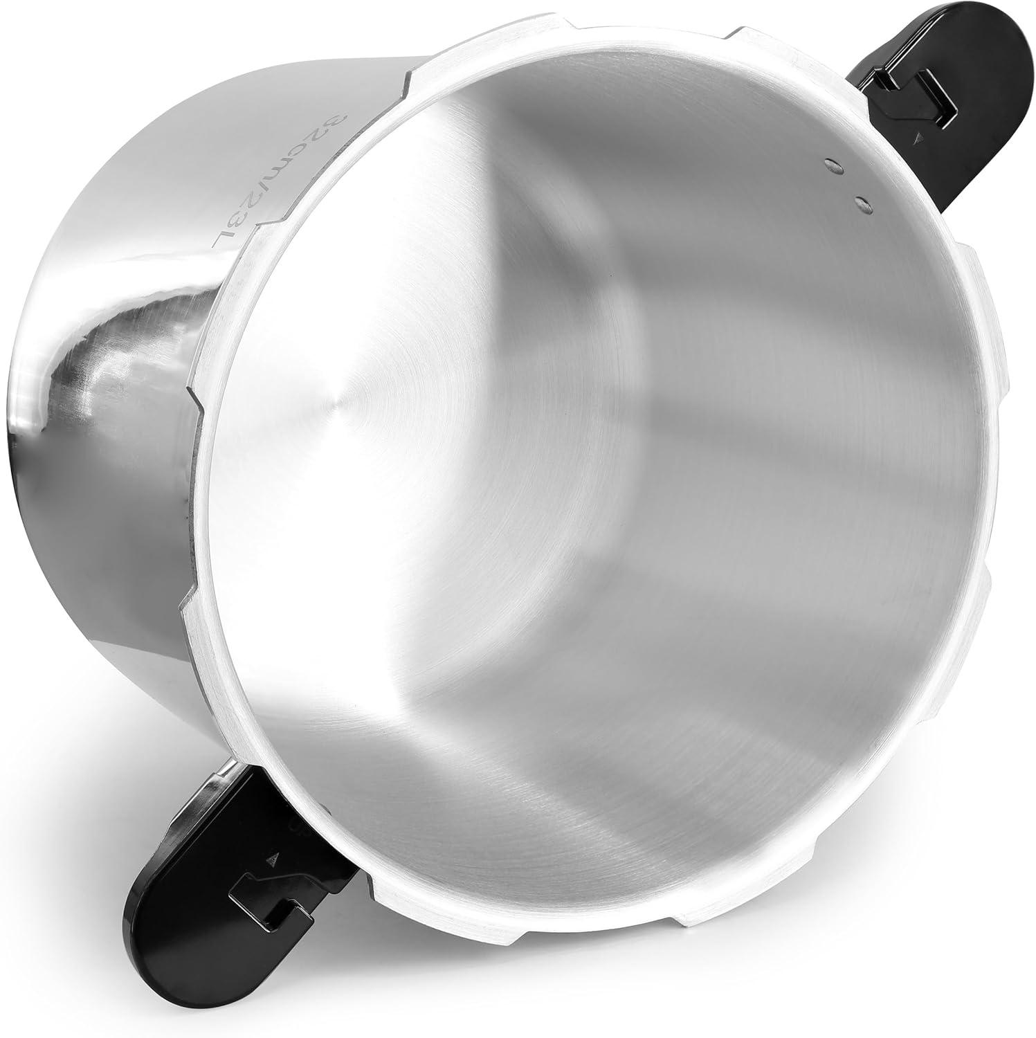 MegaChef 24qt Large Aluminum Stovetop Pressure Cooker/Canner for Induction and Gas Stove-Tops Silver