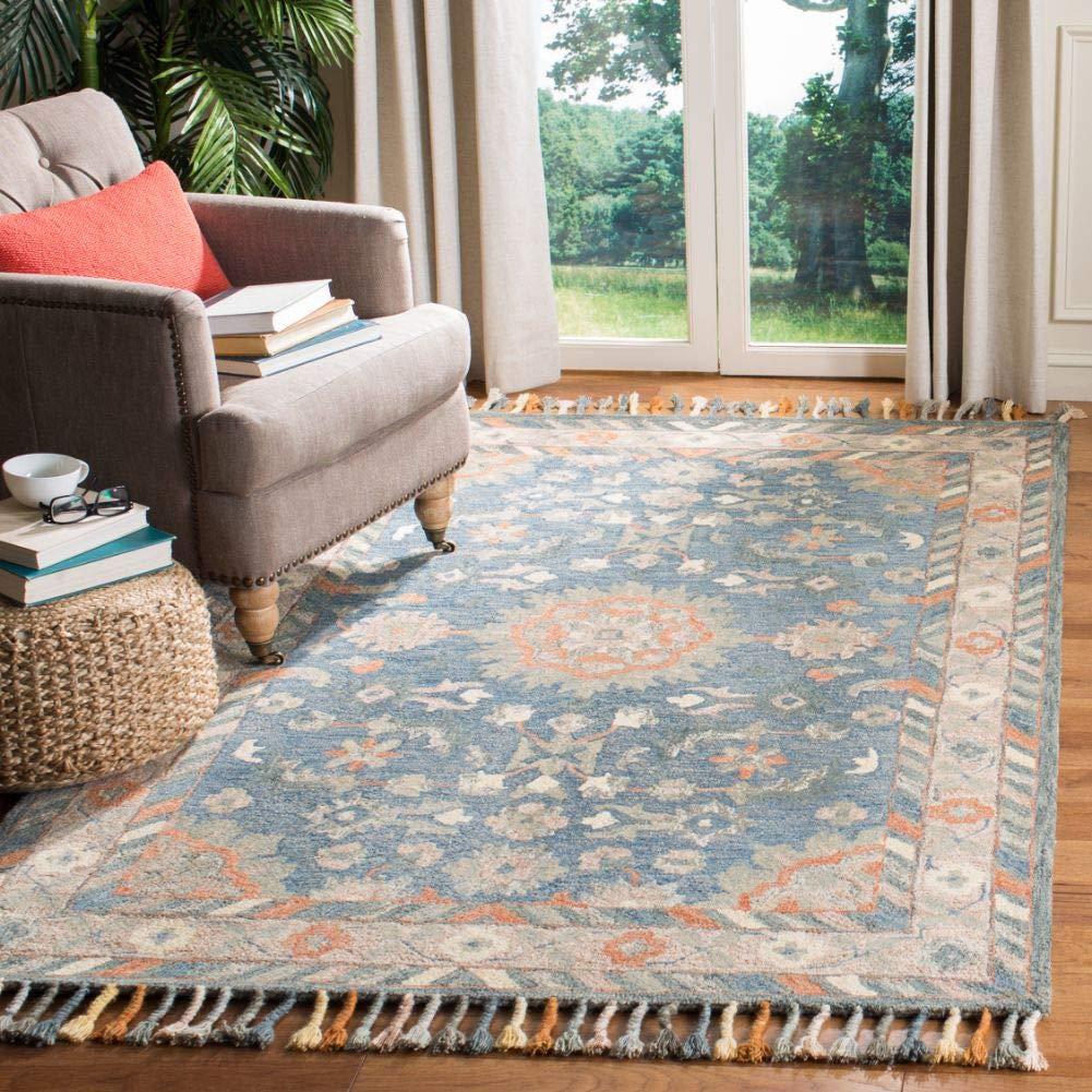 Aspen APN123 Hand Tufted Area Rug - Blue/Rust - 2'3"x5' - Safavieh..