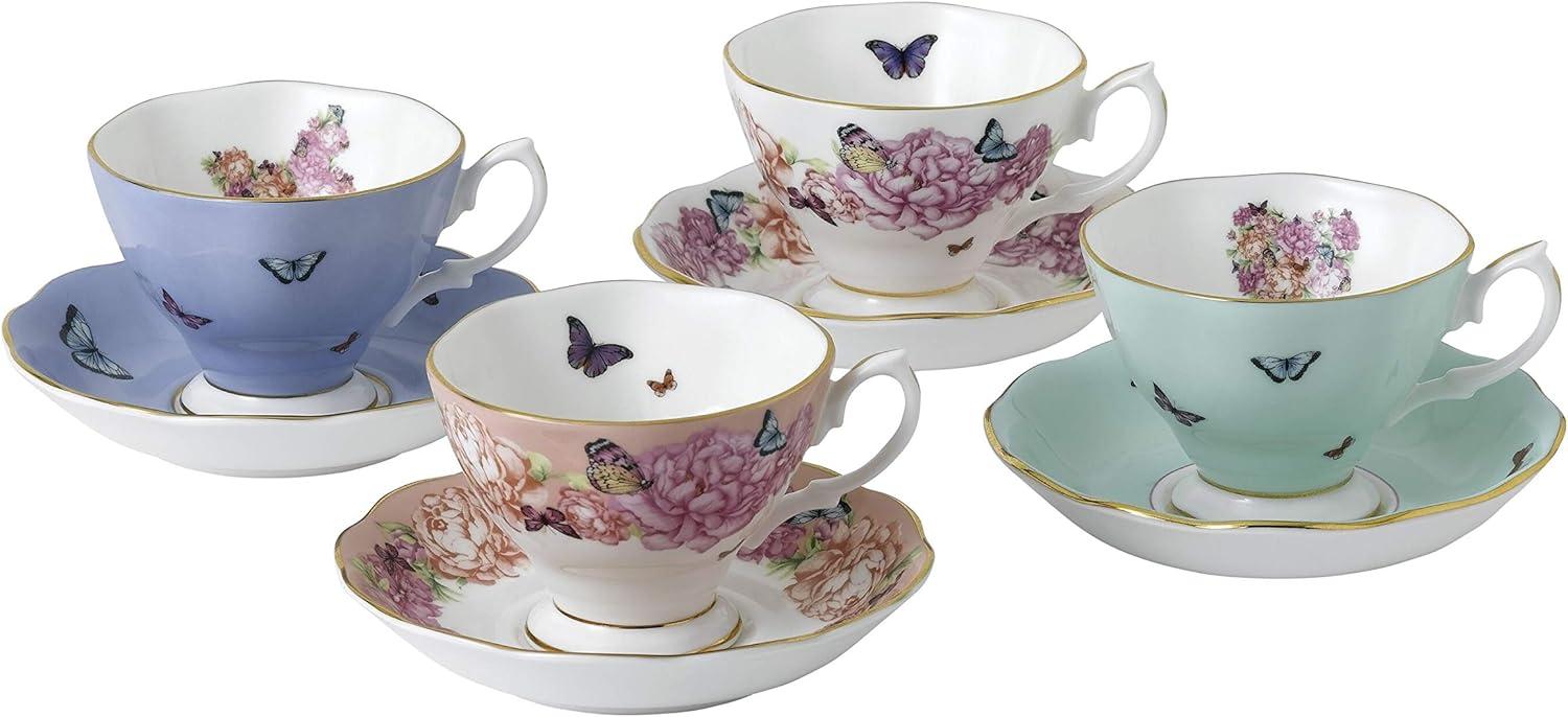 Royal Albert Miranda Kerr Friendship Set of 4 Teacup & Saucer, 6 oz, Multi