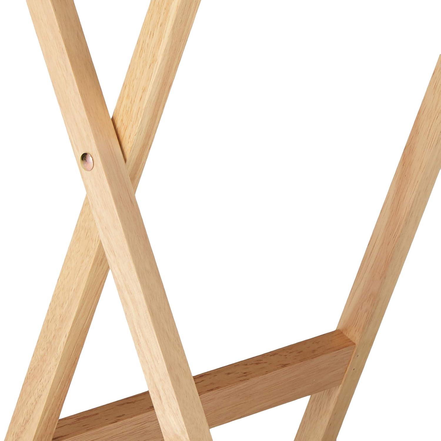 2pc Alex Snack Table Set Natural - Winsome: Solid Wood, Foldable, No Assembly Required