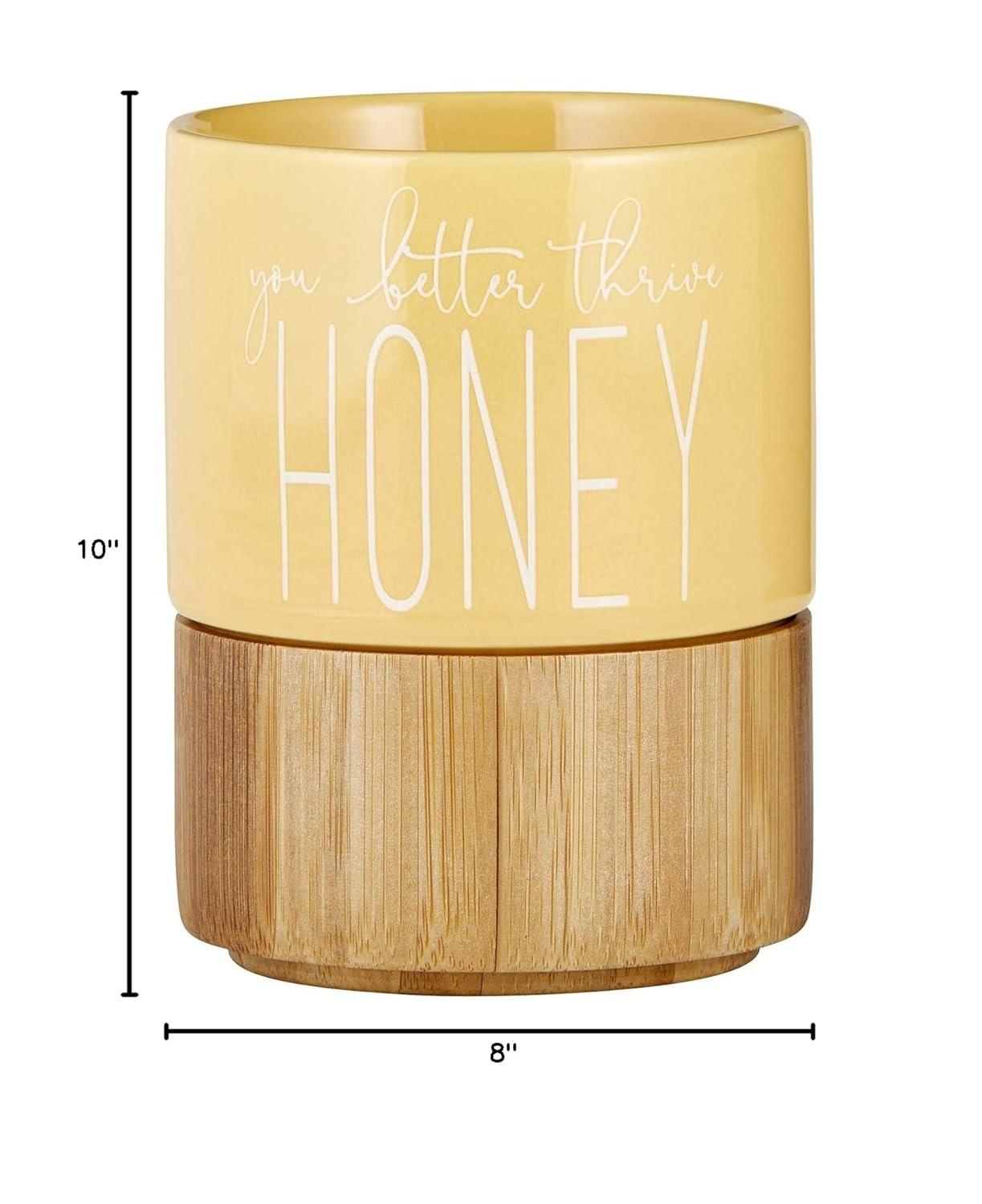 Pretty in Green Ceramic Mug with Bamboo Base - You Better Thrive Honey