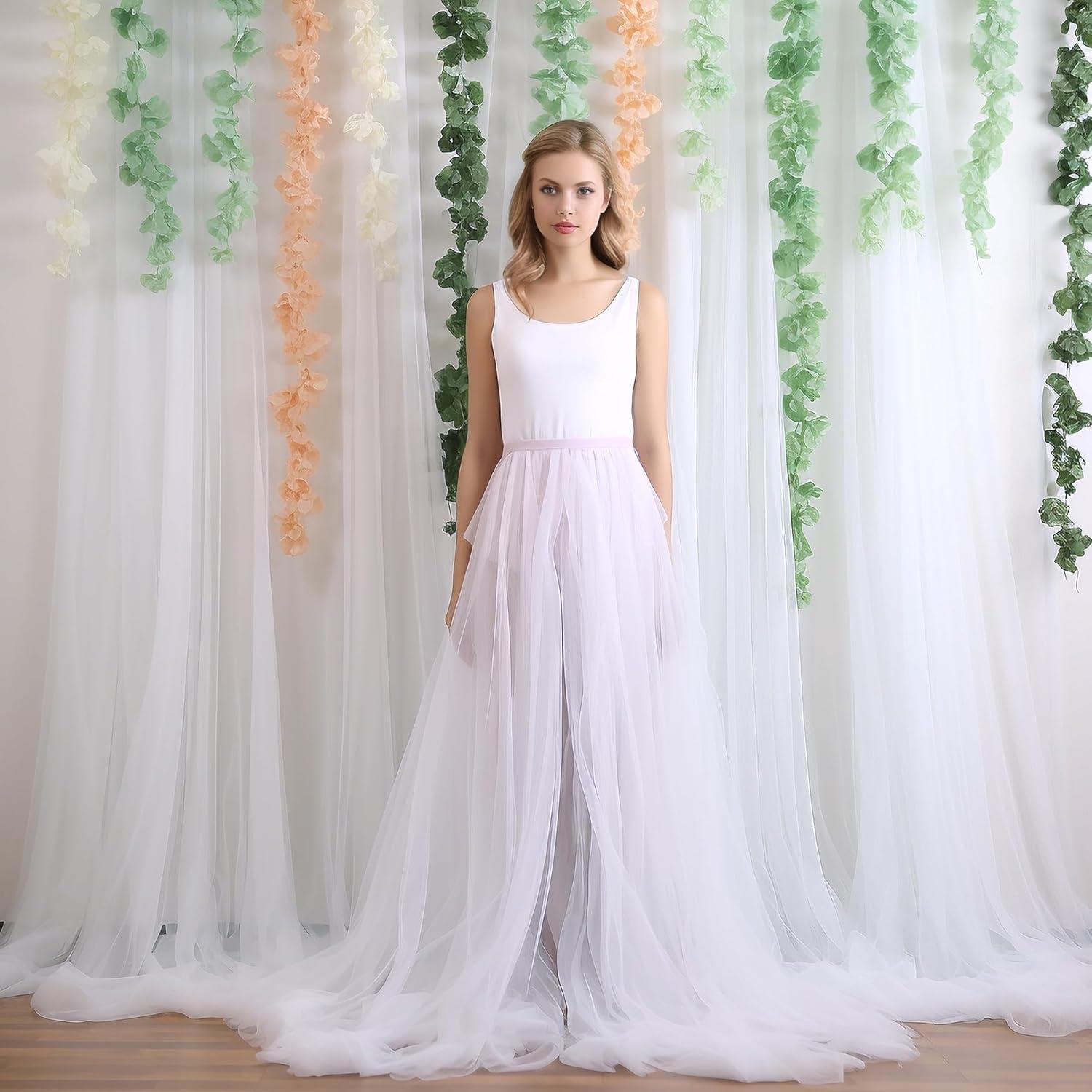 10x10ft White Backdrop Curtain for Parties Wrinkle Free Wedding Baby Curtain Backdrops for Birthday Party