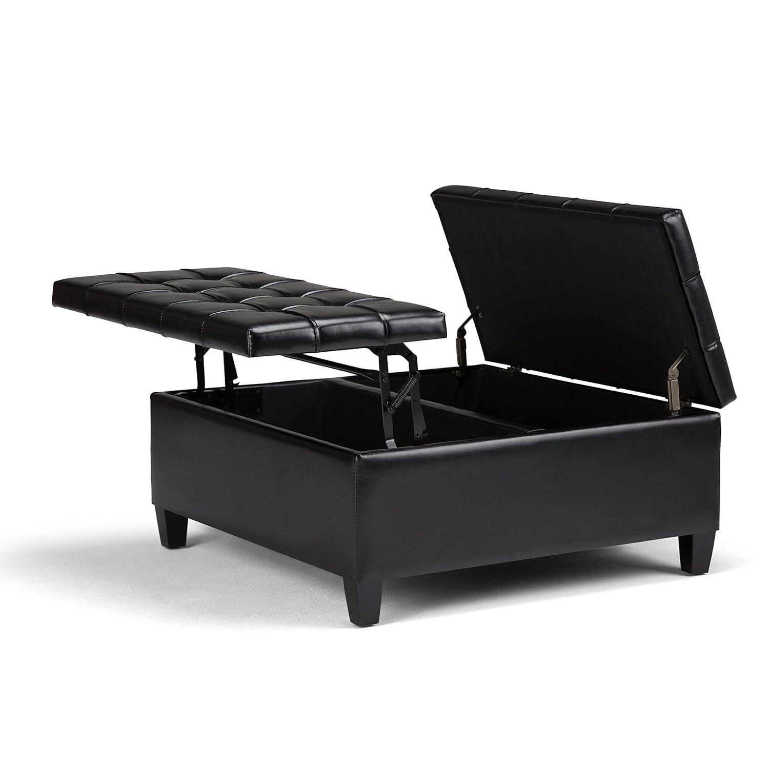 Simpli Home Harrison Coffee Table Storage Ottoman