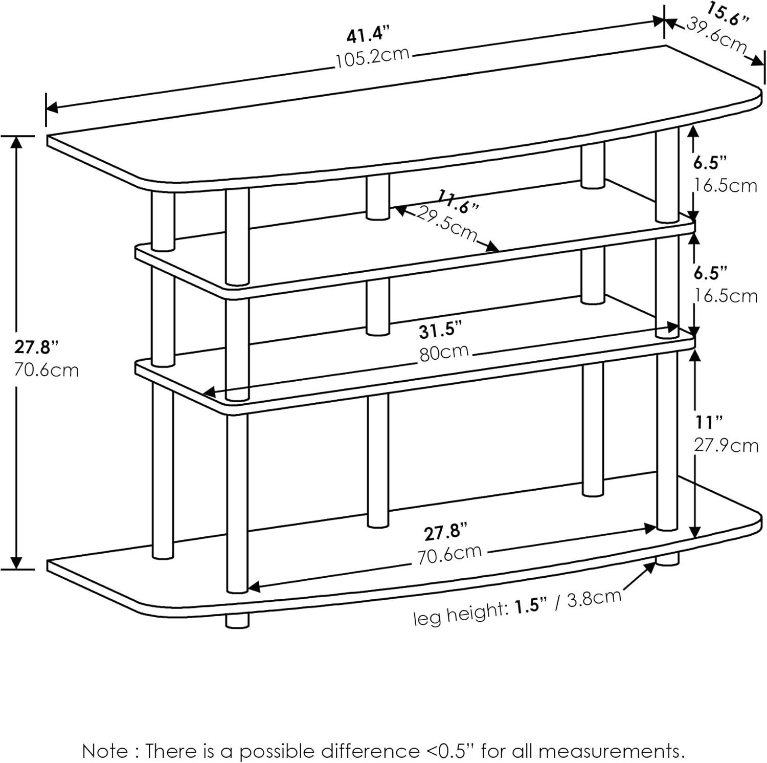 Furinno 4-Tier No Tools TV Stand Entertainment Center Hold up to 46" TV White Oak