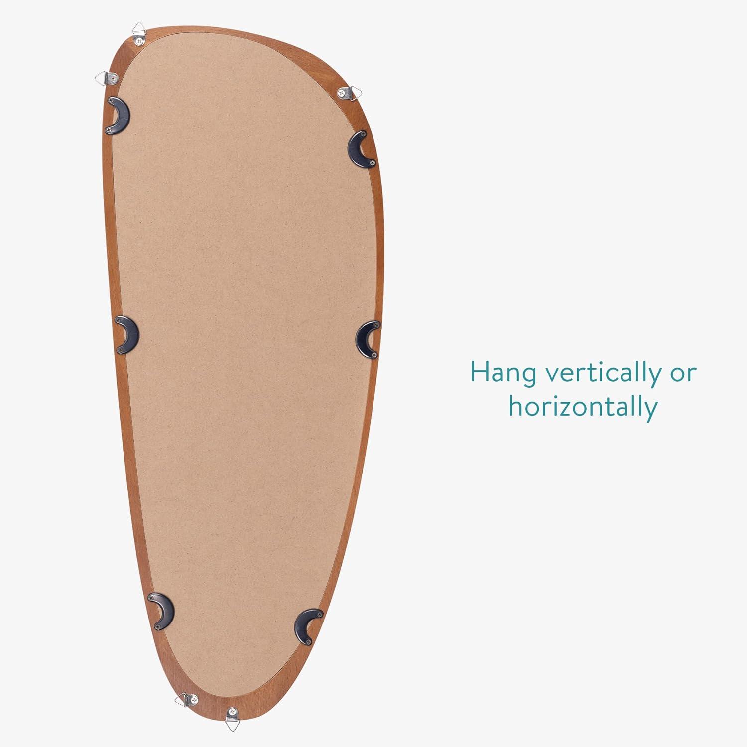 Navaris Irregular Wall Mirror - 23.6 x 9.6 in - Wooden Asymmetrical Mirror - Mid Century Abstract Design - Aesthetic Home Decor - Beechwood Frame