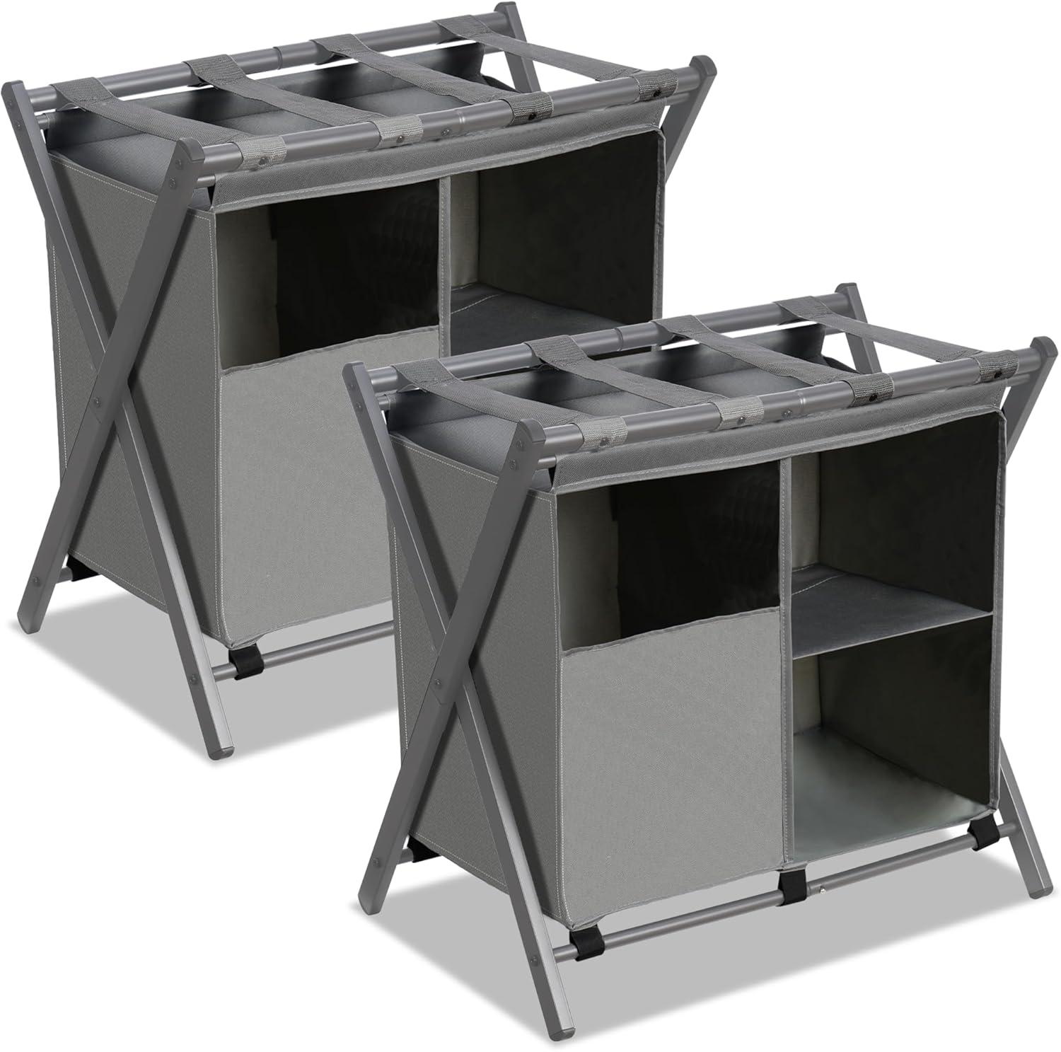 IFBECT Steel folding Luggage Rack with Laundry Bag