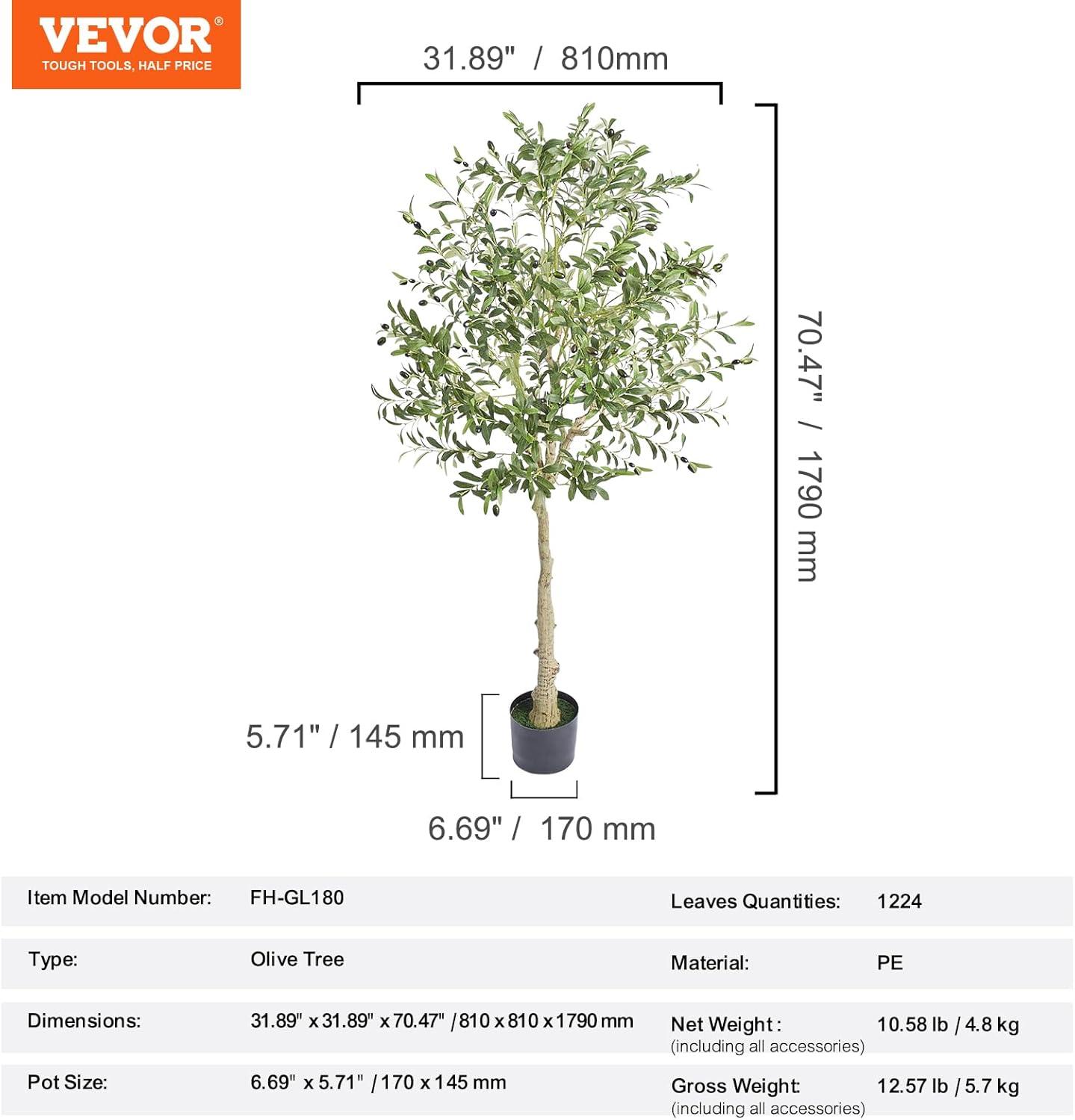 6 ft. Artificial Olive Tree Secure PE Material and Anti-Tip Tilt Protection Low-Maintenance Plant