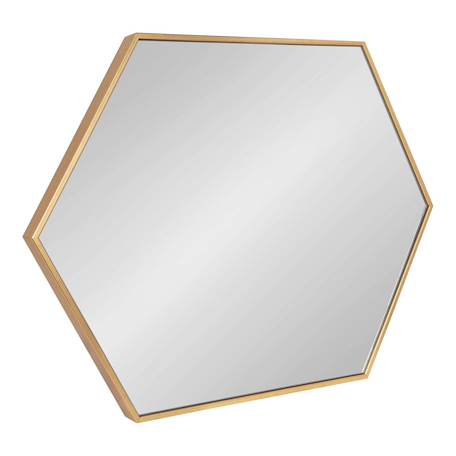 22" x 31" Rhodes Hexagon Wall Mirror Gold - Kate & Laurel All Things Decor