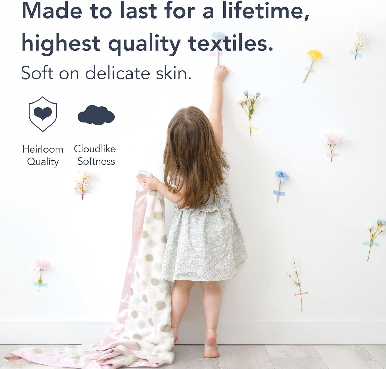 Soft Pink and Gray Faux Fur Baby Blanket with Satin Trim