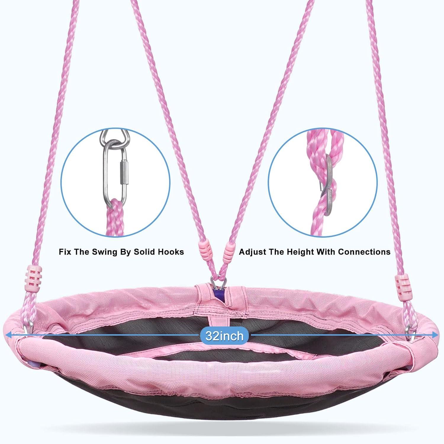 Outdoor Swings for Kids, 440lbs, Heavy-Duty A-Frame Metal Outdoor Swing Stand, 1 Saucer & 1 Belt Swing Seat for Playground, Backyard Blue