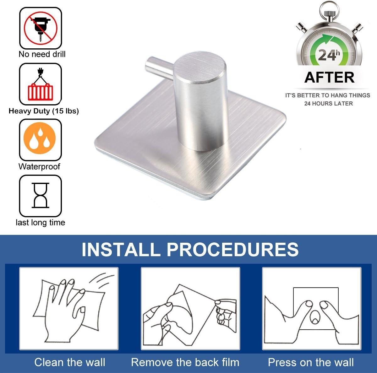 JASODI F0759STY3V Hooks Heavy Duty Wall Hooks Waterproof Stainless Steel Hooks for Towel Robe Hook Rack Wall