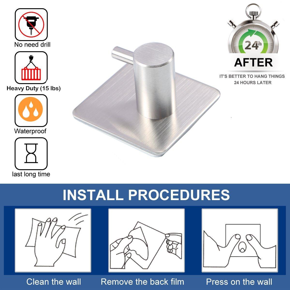 JASODI F0759STY3V Hooks Heavy Duty Wall Hooks Waterproof Stainless Steel Hooks for Towel Robe Hook Rack Wall