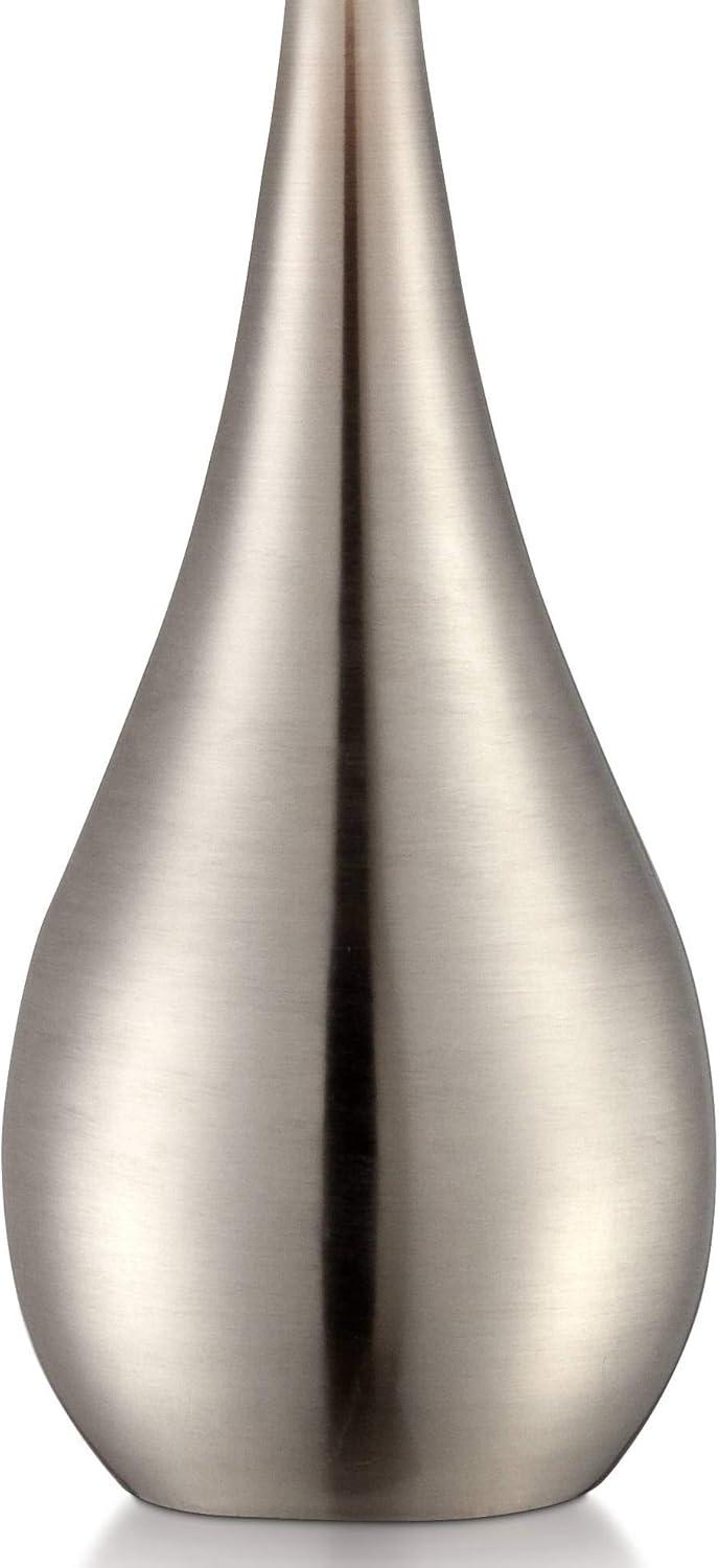 360 Lighting Evans Modern Accent Table Lamps 21" High Set of 2 Brushed Nickel Metal Teardrop White Cylinder Shade for Bedroom Living Room House Home