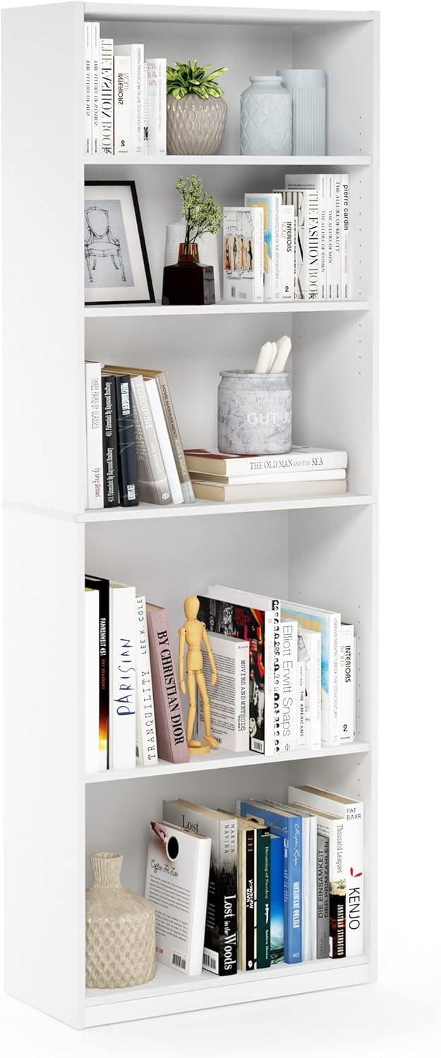 Furinno 5 Cubes Bookcase Space Saver Organizer Bookshelf w/Adjustable Open Shelves,White