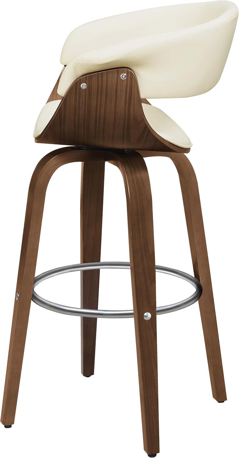 Ebern Designs Freidin Upholstered Swivel Bar Stool Walnut