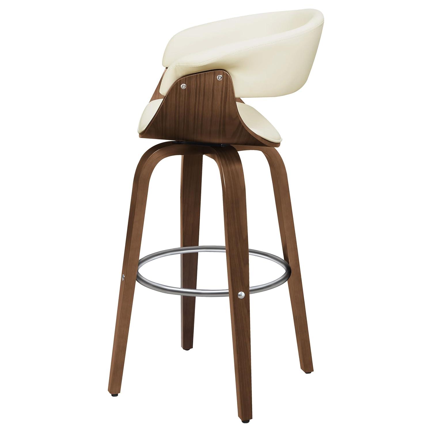 Ebern Designs Freidin Upholstered Swivel Bar Stool Walnut