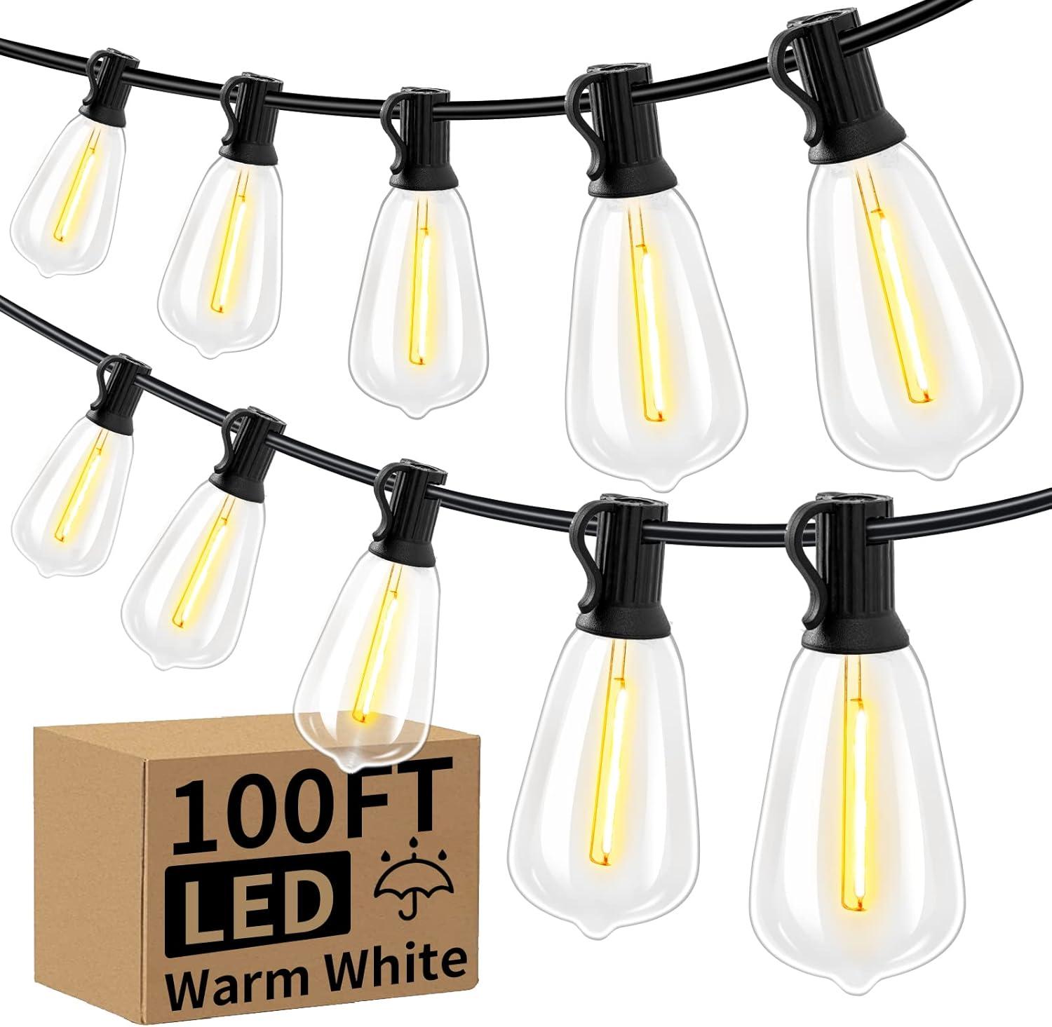 Arlmont & Co. Arlmont & Co. LED Outdoor String Lights 100FT Patio Lights With 52 Shatterproof ST38 Vintage Edison Bulbs