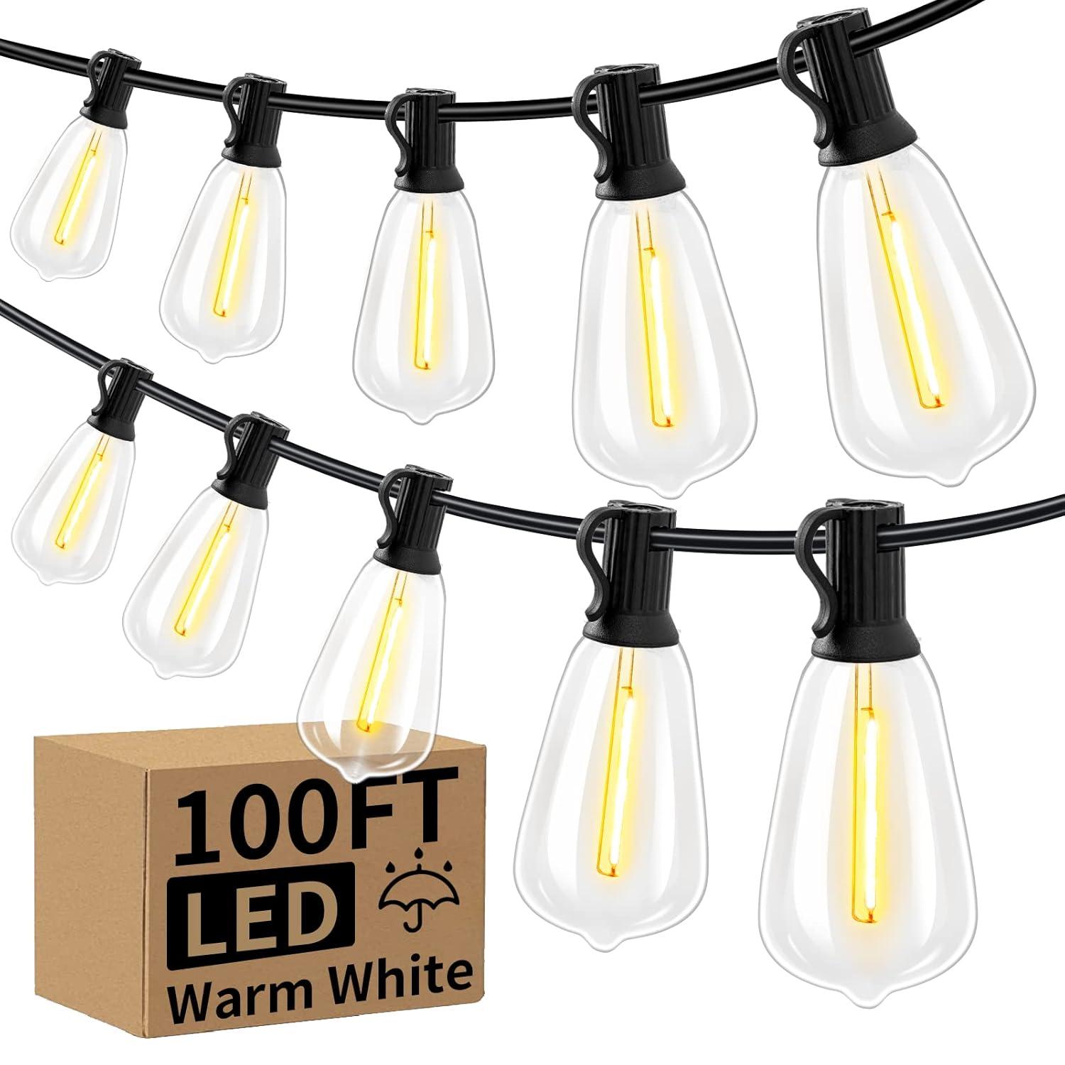 Arlmont & Co. Arlmont & Co. LED Outdoor String Lights 100FT Patio Lights With 52 Shatterproof ST38 Vintage Edison Bulbs