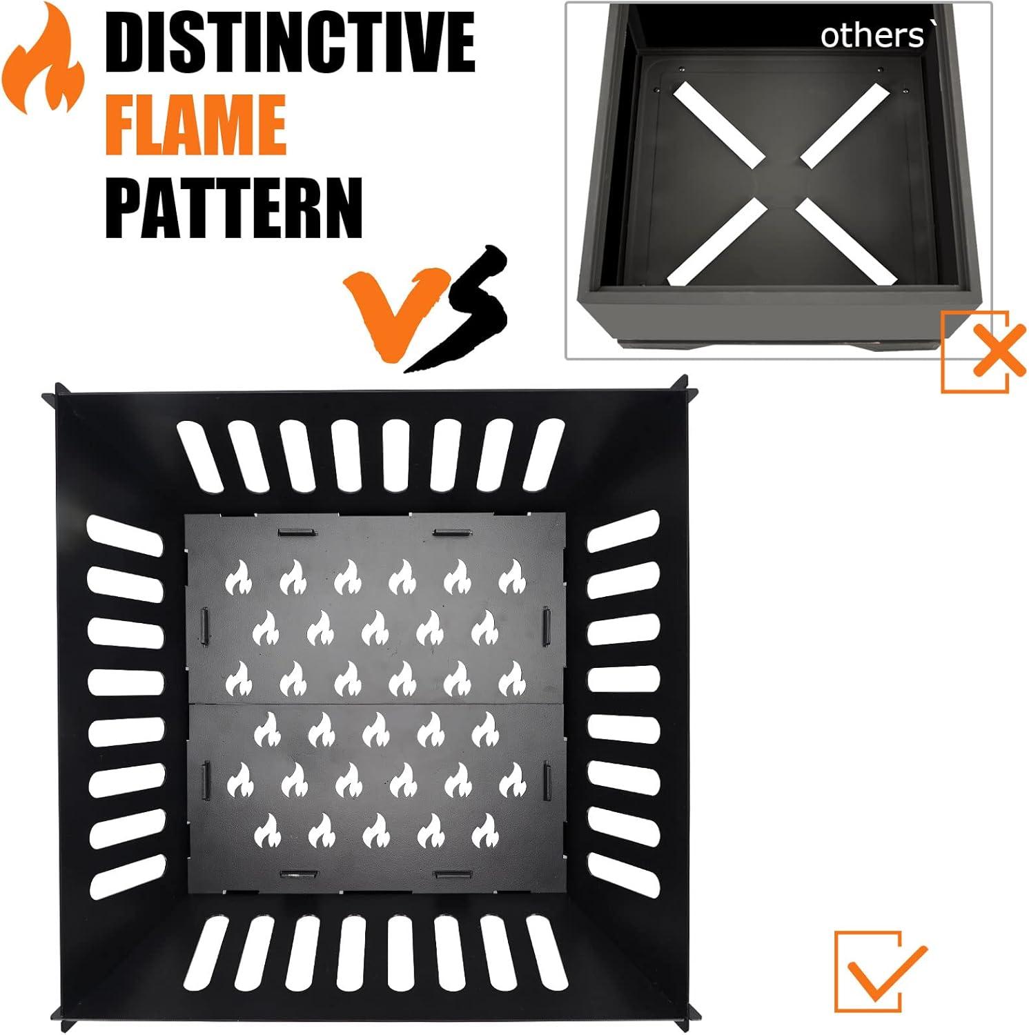 Portable Plug Fire Pit, 15.8 Inch Collapsible Firepits for Outside Wood Burning, Folding Outdoor Indoor Accessories for BBQ Camping Travel or Picnic, Foldable Fire Pits Bonfire of Backyard Patio