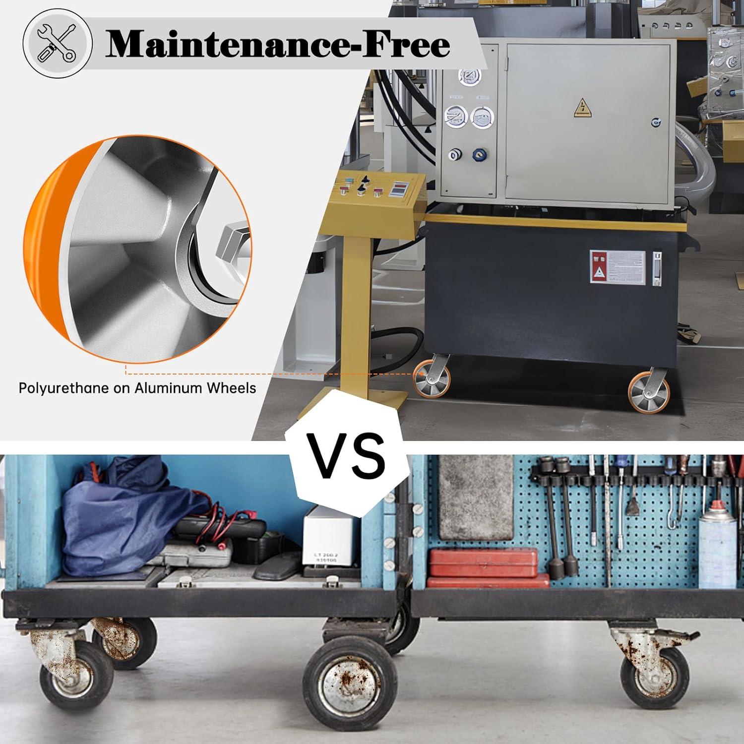 W B D WEIBIDA 6 Inch Industrial Fixed Casters (2 Pack), Maintenance-Free Polyurethane on Aluminum Wheels, Heavy Duty Casters Wheels 2500 Lbs, Industrial Rigid Casters for Hand Truck, Cabinet