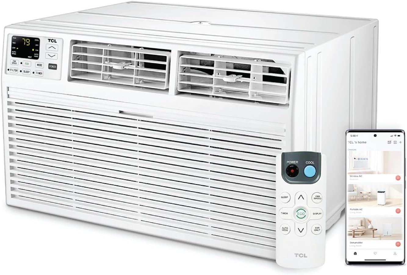 TCL TCL 12,000 BTU Smart Through-the-Wall Air Conditioner, AC Heater Unit with Fan & Dehumidifier, 550 Sq. Ft., Remote Control, Works with Alexa/Google Assistant