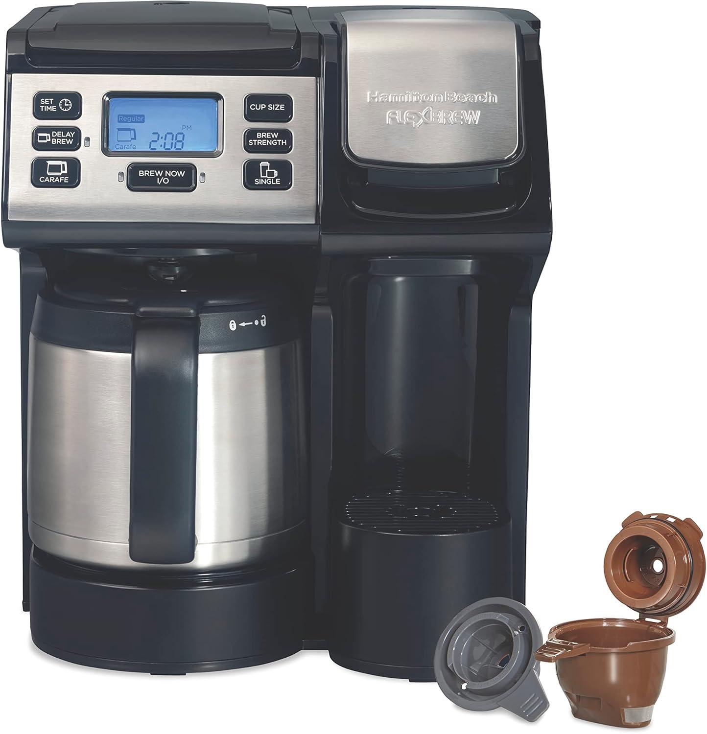 Hamilton Beach® FlexBrew® Trio 2-Way Coffee Maker, Single Serve & Full 12-Cup Pot, Compatible with K-Cup Pods or Grounds