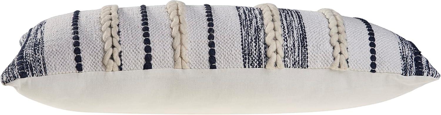Ox Bay Tessa 14" x 28" White/Navy Striped Adult Decorative Lumbar Throw Pillow Cover