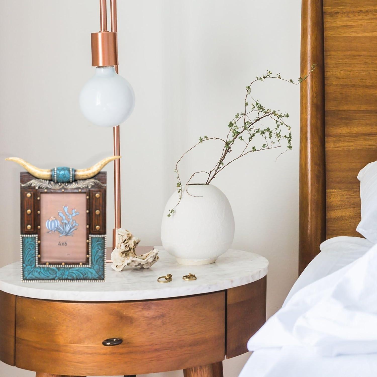 Union Rustic Rustic Southwestern Picture Frame with Tooled Leather and Faux Horns Accents