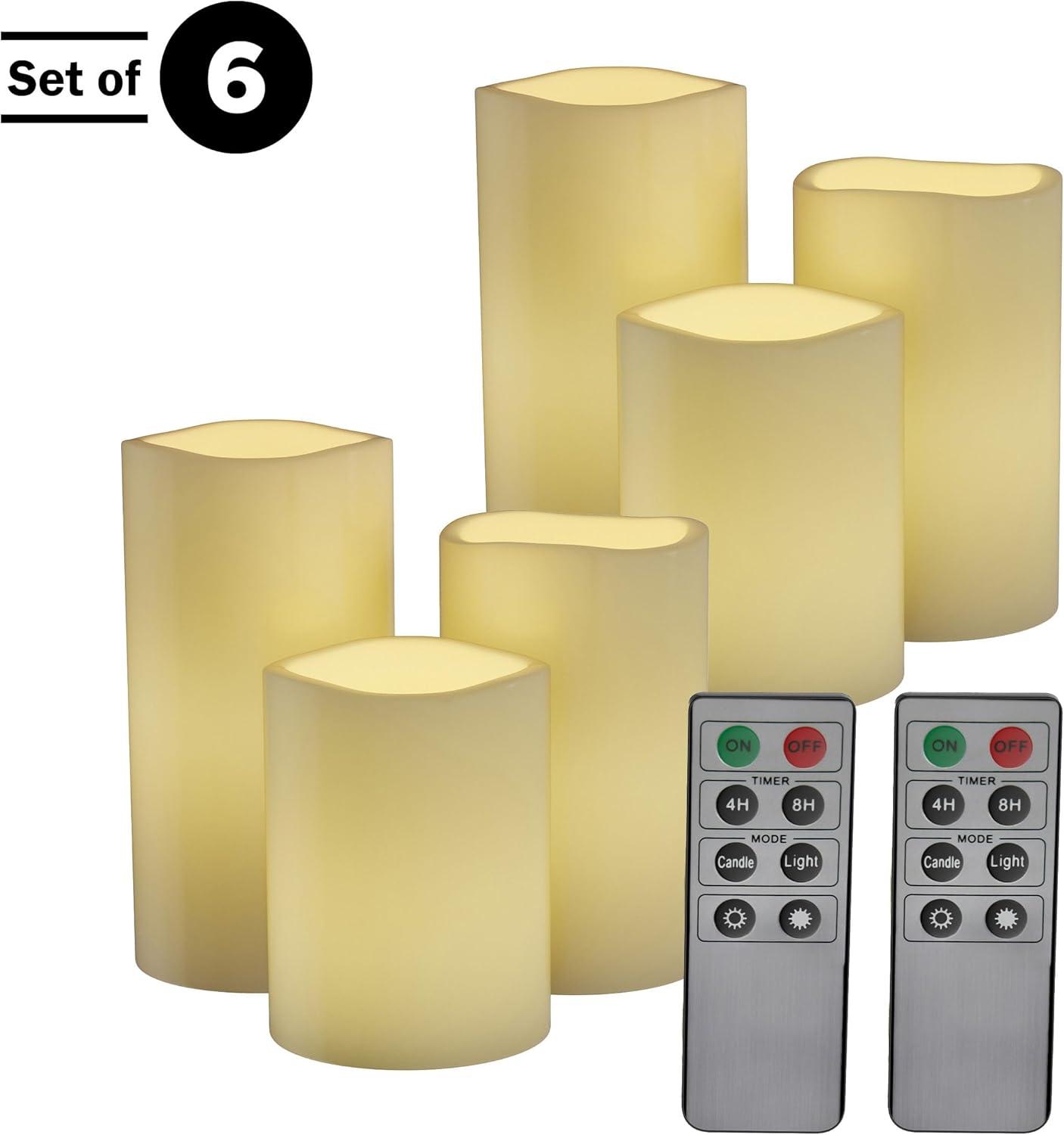 Flameless LED Candles – 6-Piece Remote Controlled Flameless Candle Set for Home, Wedding, Bridal Shower, and Christmas decor by Lavish Home