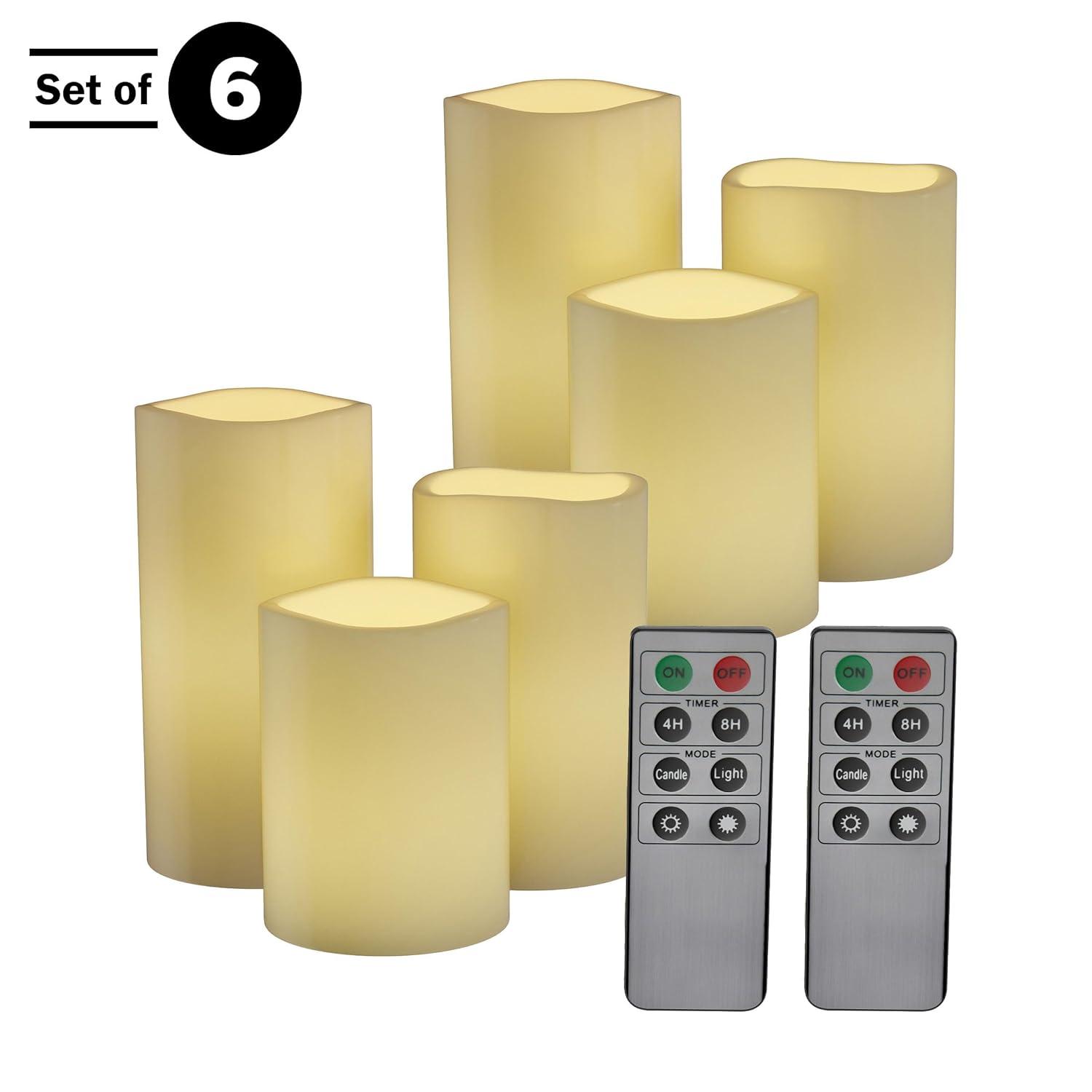 Flameless LED Candles – 6-Piece Remote Controlled Flameless Candle Set for Home, Wedding, Bridal Shower, and Christmas decor by Lavish Home