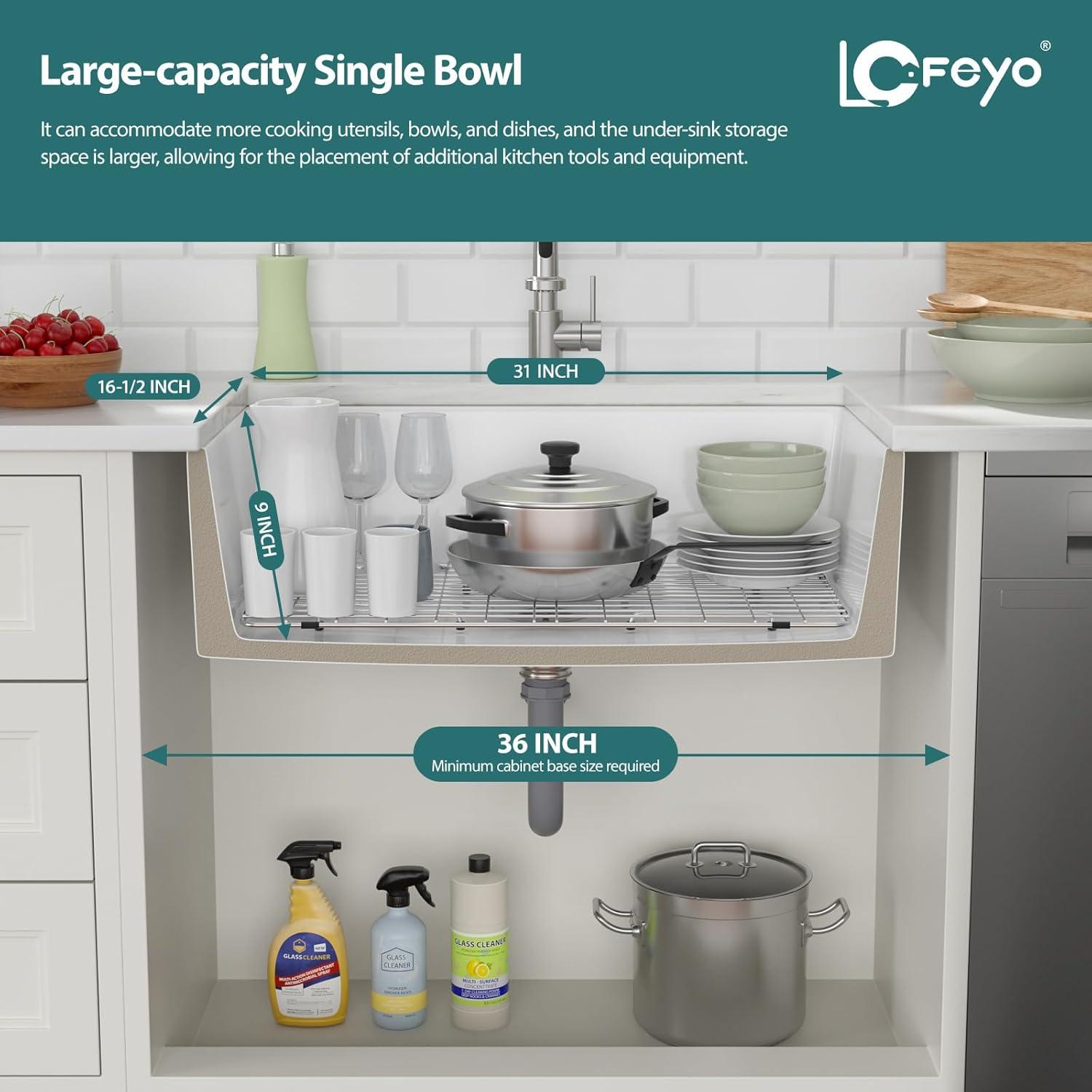 24 Inch White Ceramic Farmhouse Apron Front Sink
