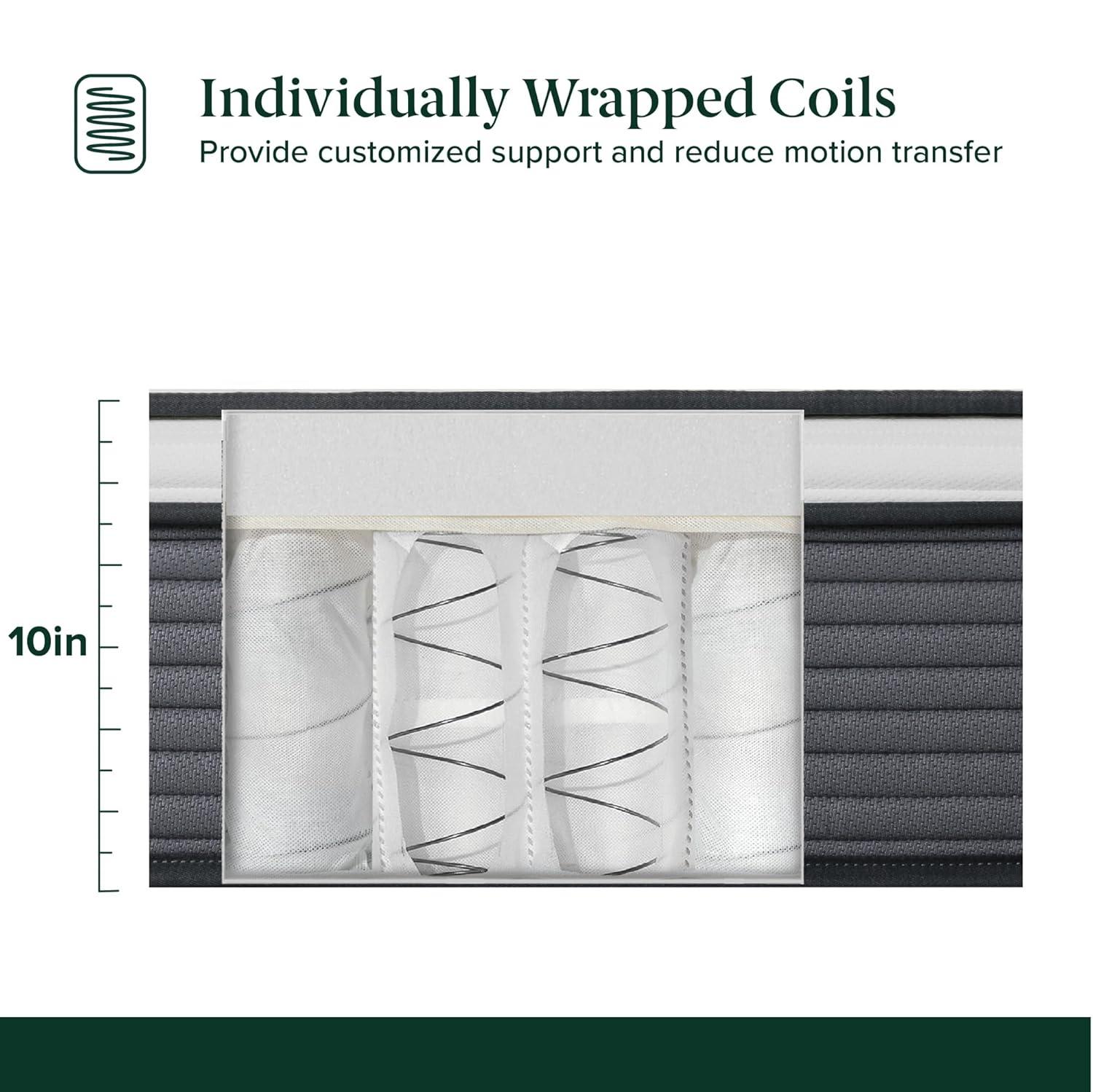 ZHENYING 10 Inch True Support Hybrid Mattress [New Version], Queen, Fiberglass Free, Medium Feel, Motion Isolation, Certified Safe Foams & Fabric, Mattress in A Box