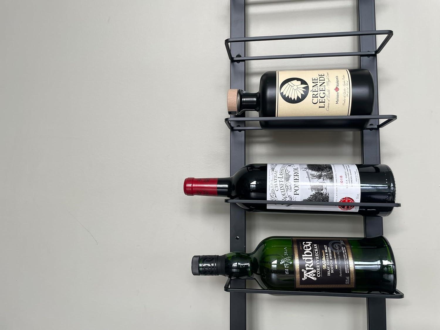 TheRackCo. Wall Series - Double Frame Wall Mount Wine Bottle Rack (9 Bottles) + Free Wine Bottle Opener Corkscrew