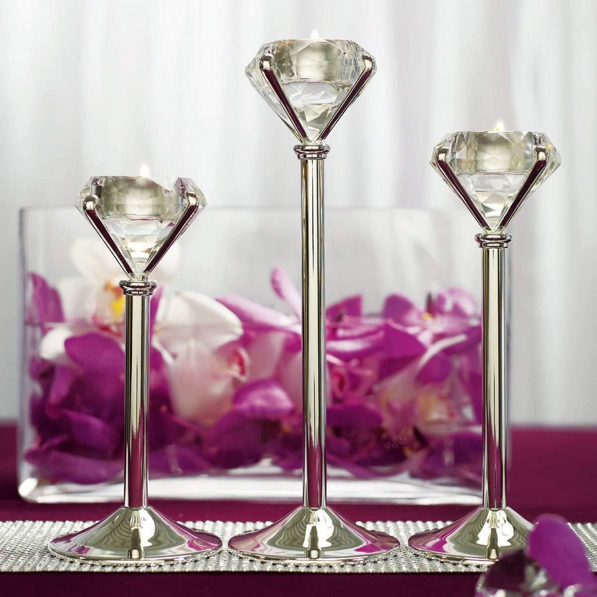 Weddingstar Diamond Shaped Tealight Holders - Silver - Set of 3