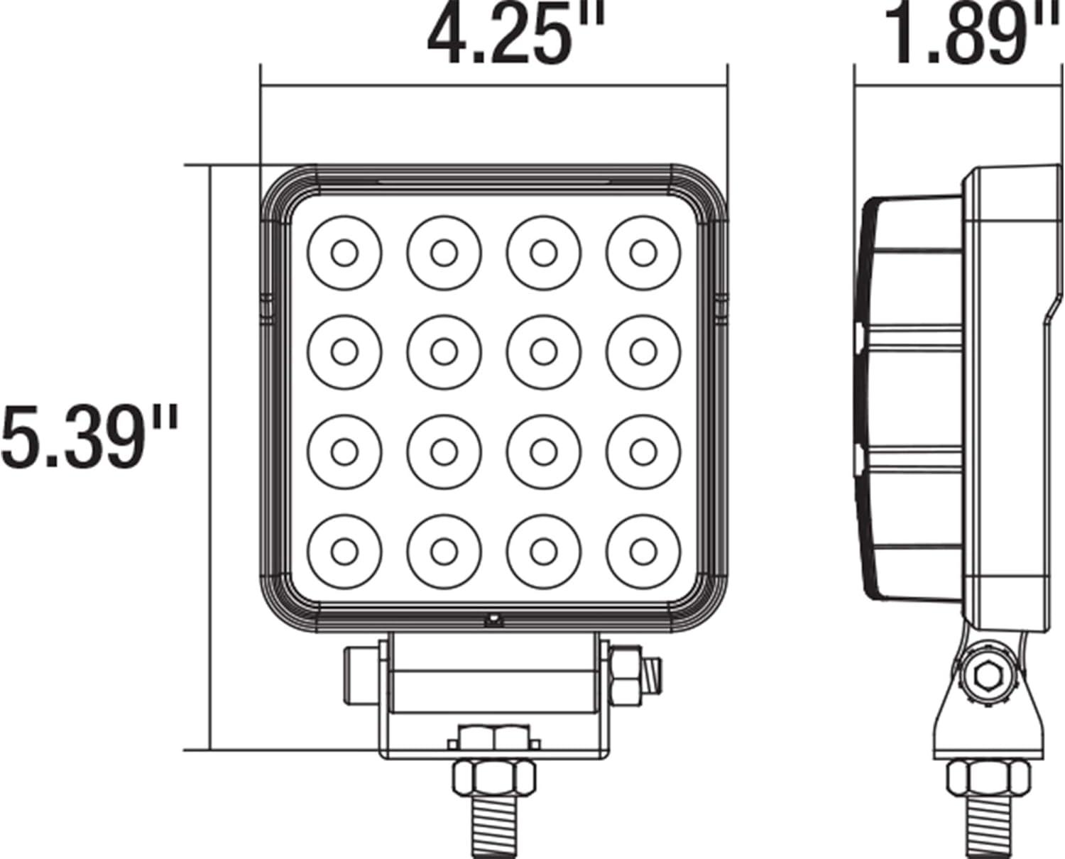 Sleek 4.5" Black Aluminum LED Flood Light with Clear Lens