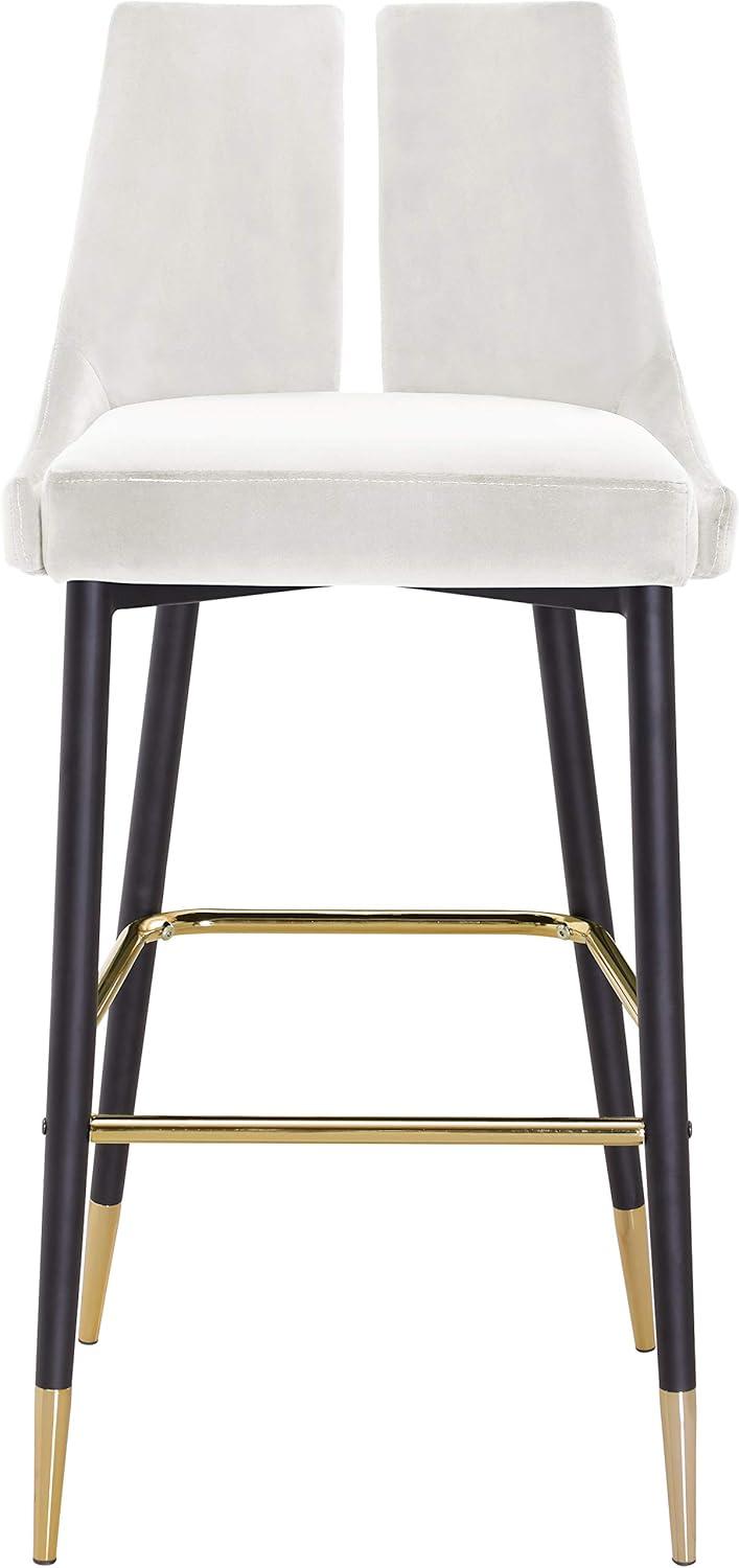 Luxurious Black Velvet Bar Height Stool with Matte Black Metal Legs