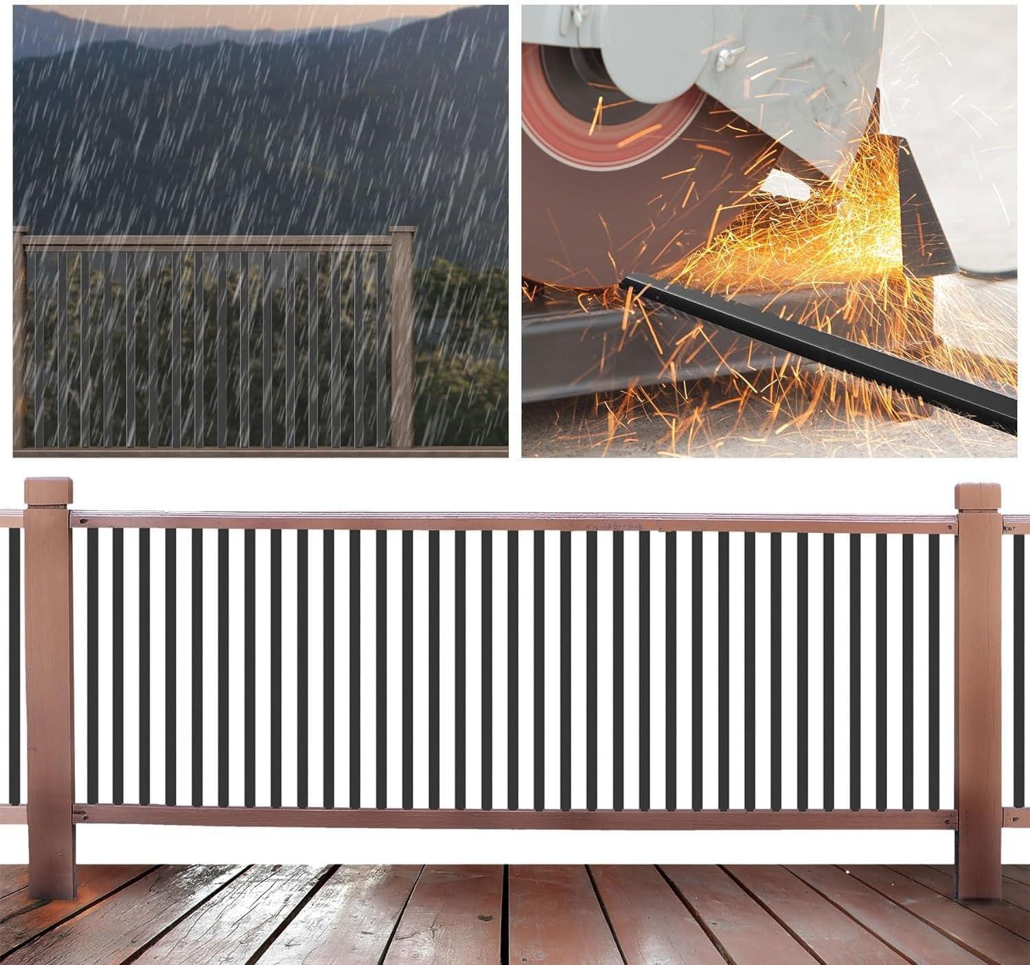 25 Pack Rectangle Staircase Balusters, 36" Black Metal Deck Spindle and Stairs Railing, Hollow Rectangle Deck Balusters for Porch Railing