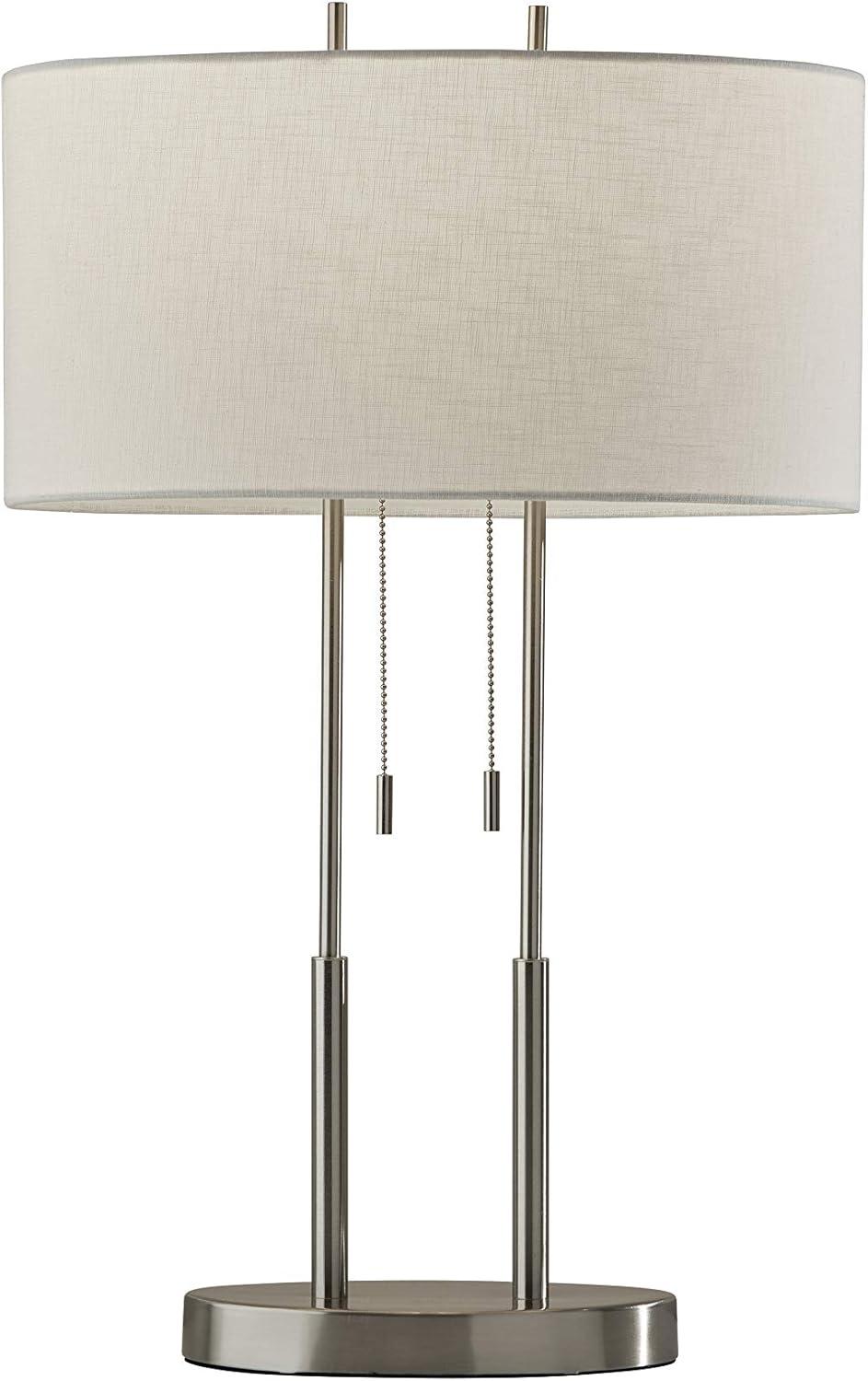 Duet Table Lamp Silver - Adesso: Modern Accent Lighting, Polyester Shade, Metal Body, ETL Listed