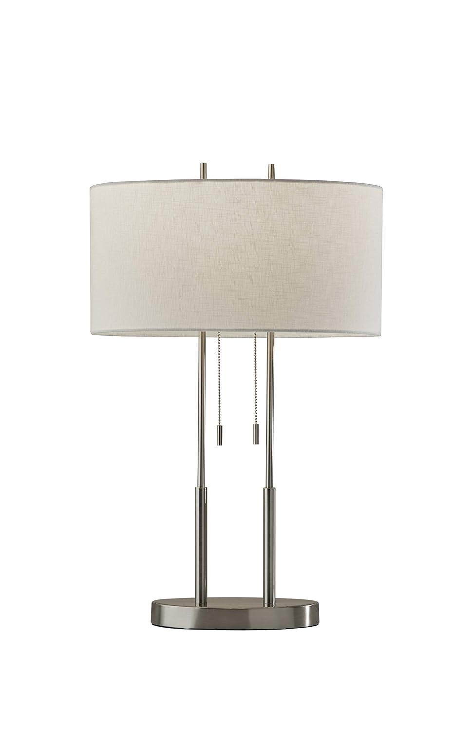 Duet Table Lamp Silver - Adesso: Modern Accent Lighting, Polyester Shade, Metal Body, ETL Listed