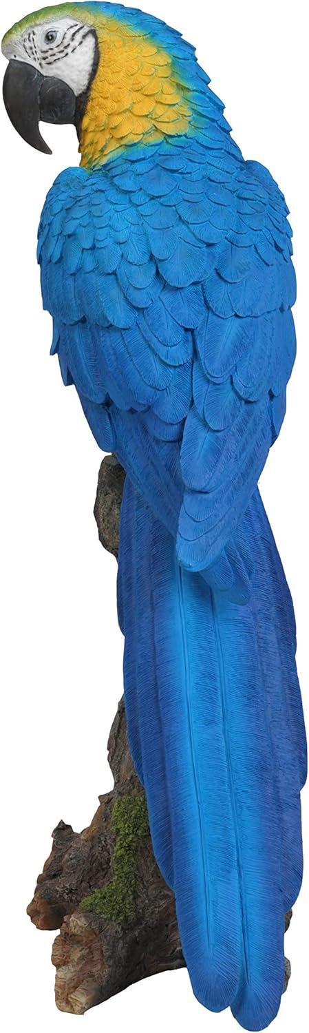 Blue and Yellow Parrot on Branch Polyresin Statue