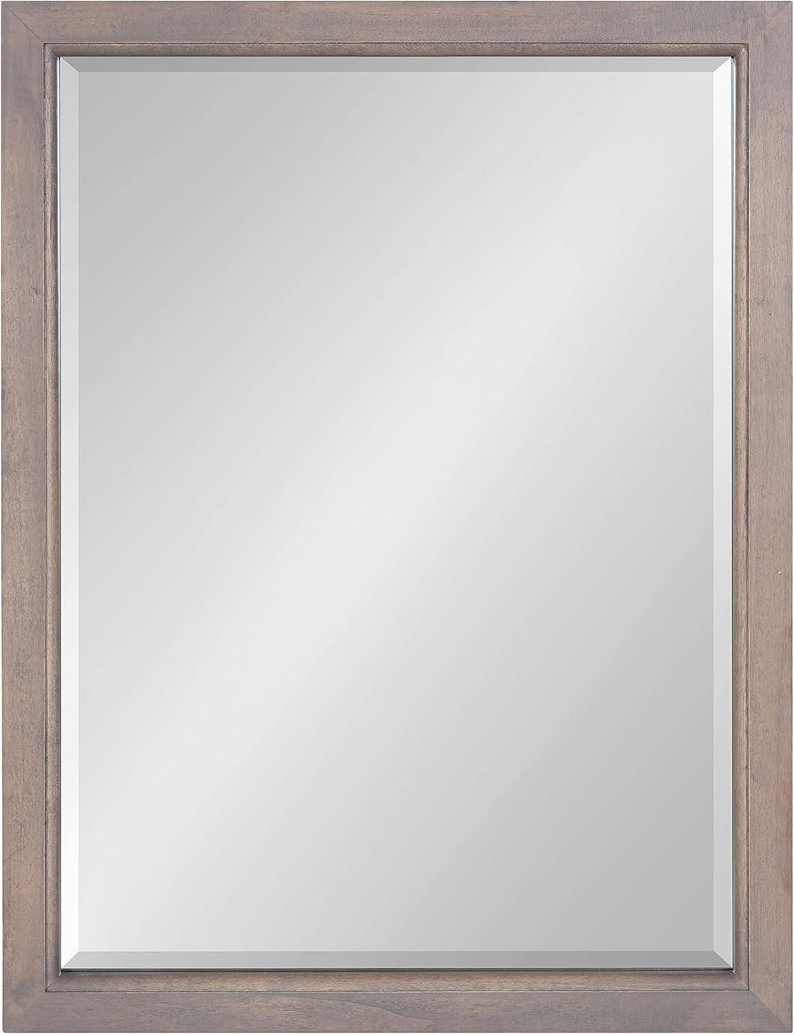 18" x 24" Hogan Wood Framed Decorative Wall Mirror Walnut Brown - Kate & Laurel: Rustic Rectangular, No Assembly Required