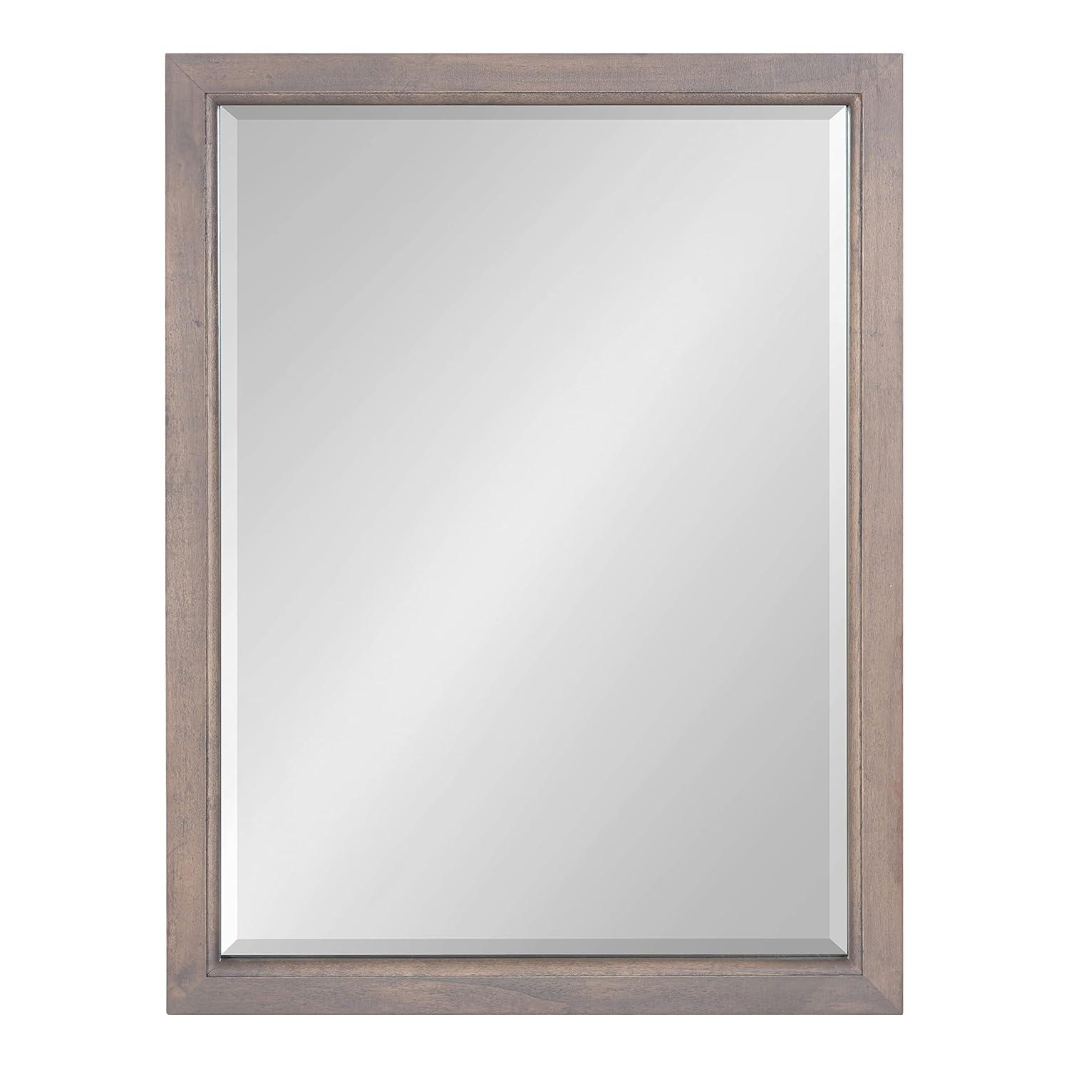 18" x 24" Hogan Wood Framed Decorative Wall Mirror Walnut Brown - Kate & Laurel: Rustic Rectangular, No Assembly Required
