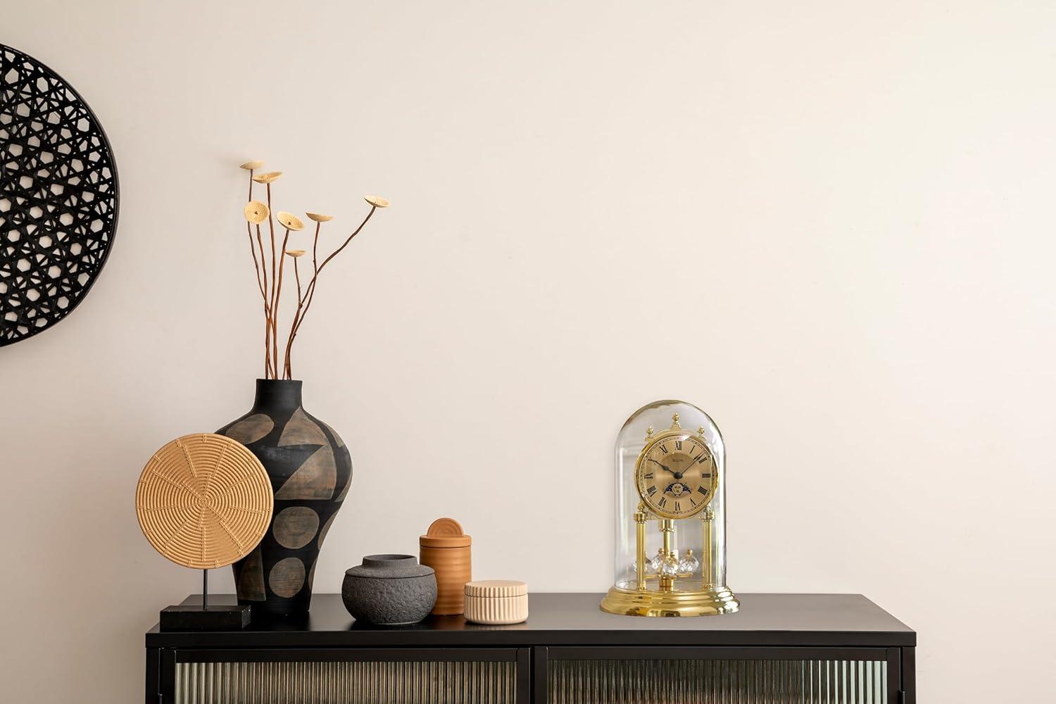 Bulova Clocks Tristan I Brass Finish and Glass Dome Clock