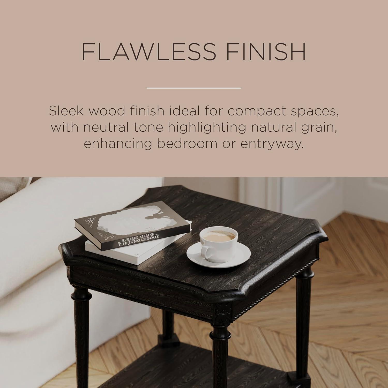 Maven Lane Pullman Multipurpose Traditional Style Tall Square Wooden Side Table and Bedroom Nightstand with Storage in Rustic Brown Finish