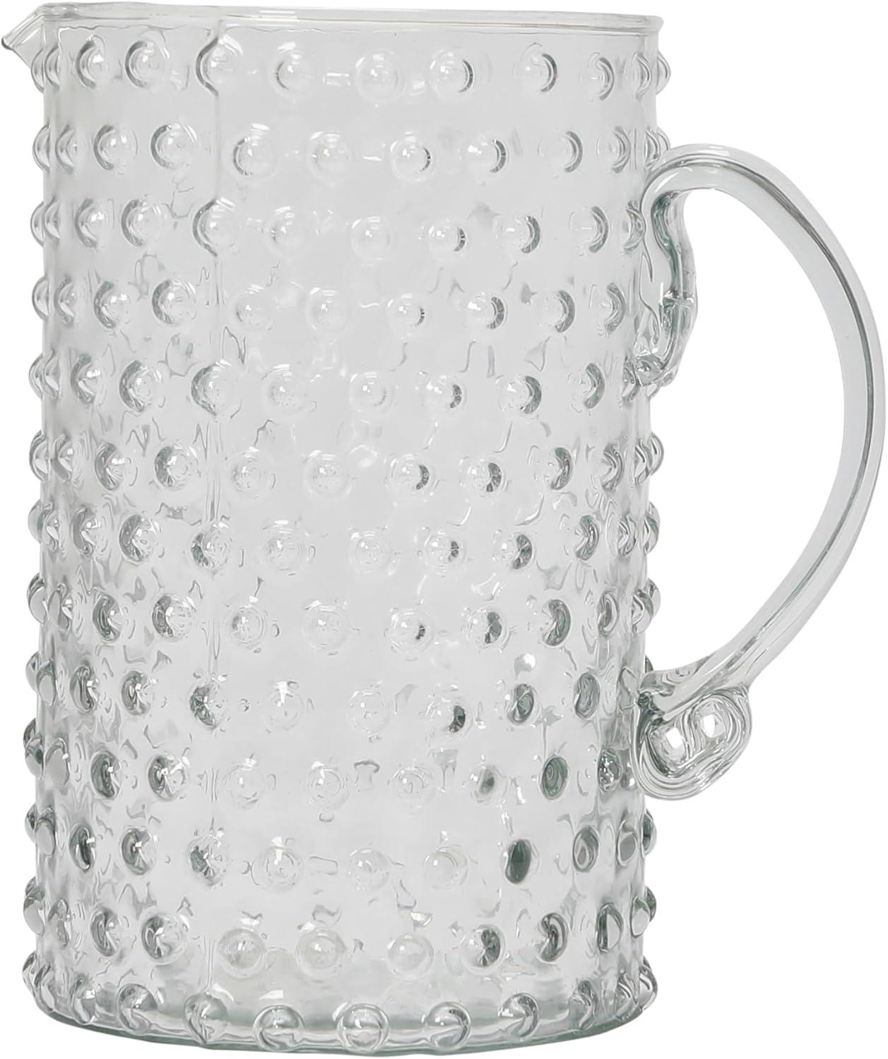 Creative Co-Op Hand Blown Glass Hobnail Pitcher, Clear