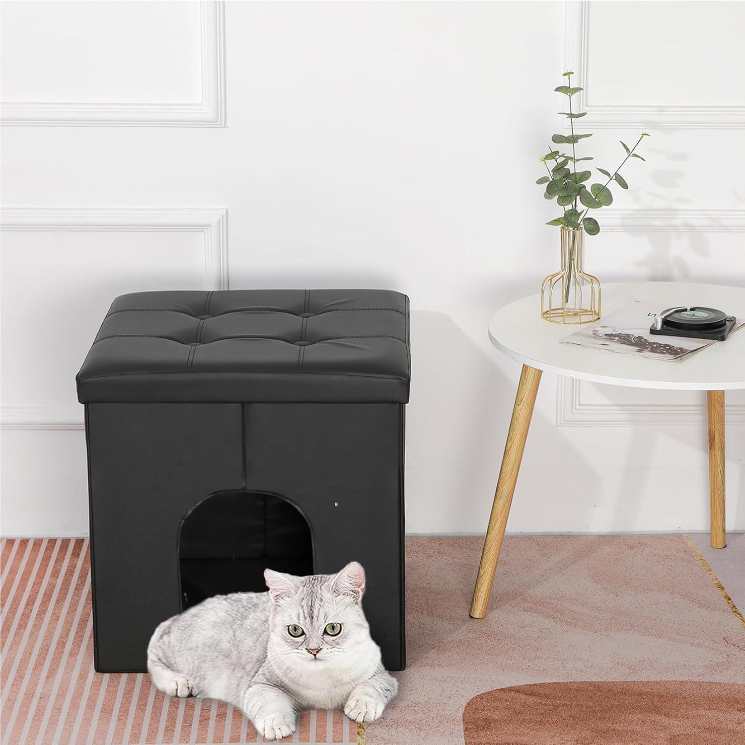 MEEXPAWS Cat Litter Box Enclosure Furniture Hidden, Cat Washroom Bench Storage Cabinet Small 19.7'' x 19.7'' x 19.7''| Dog Proof | Waterproof Inside | Easy Clean | Easy Assembly | Odor Control(Grey)