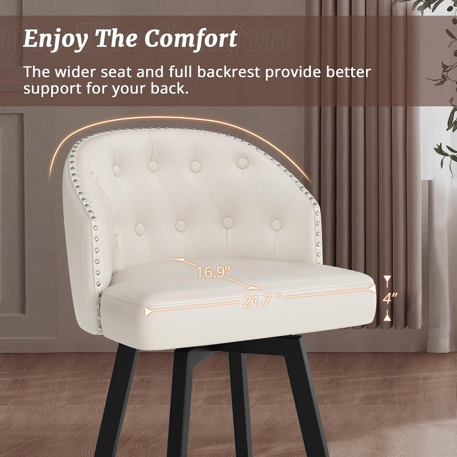 Dycanpo 26" Tall Counter Height Bar Stools Set of 4 with Back Faux Leather for Home Kitchen, Brown